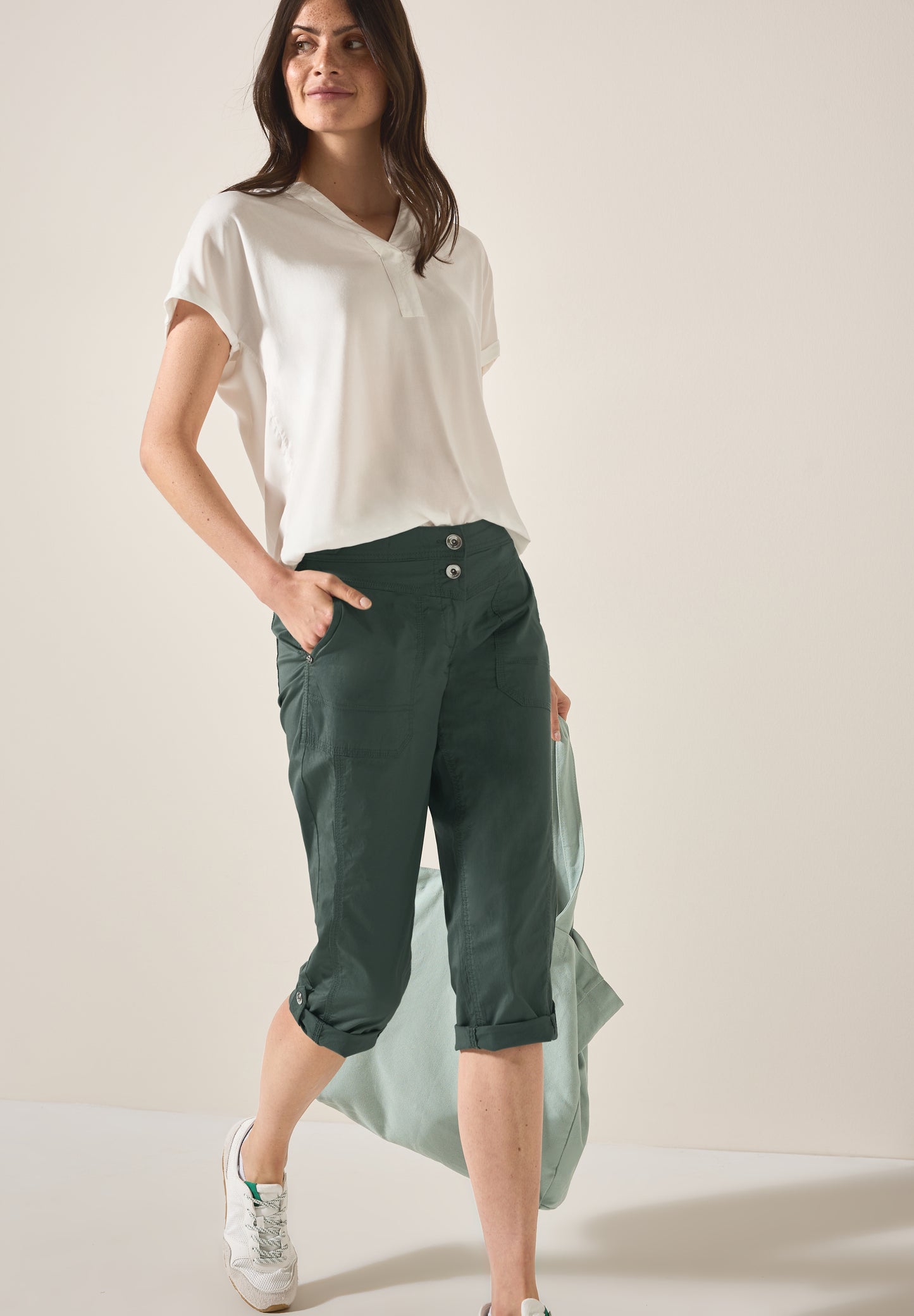 CECIL 3/4 Papertouch Hose - Farbe: balmy khaki