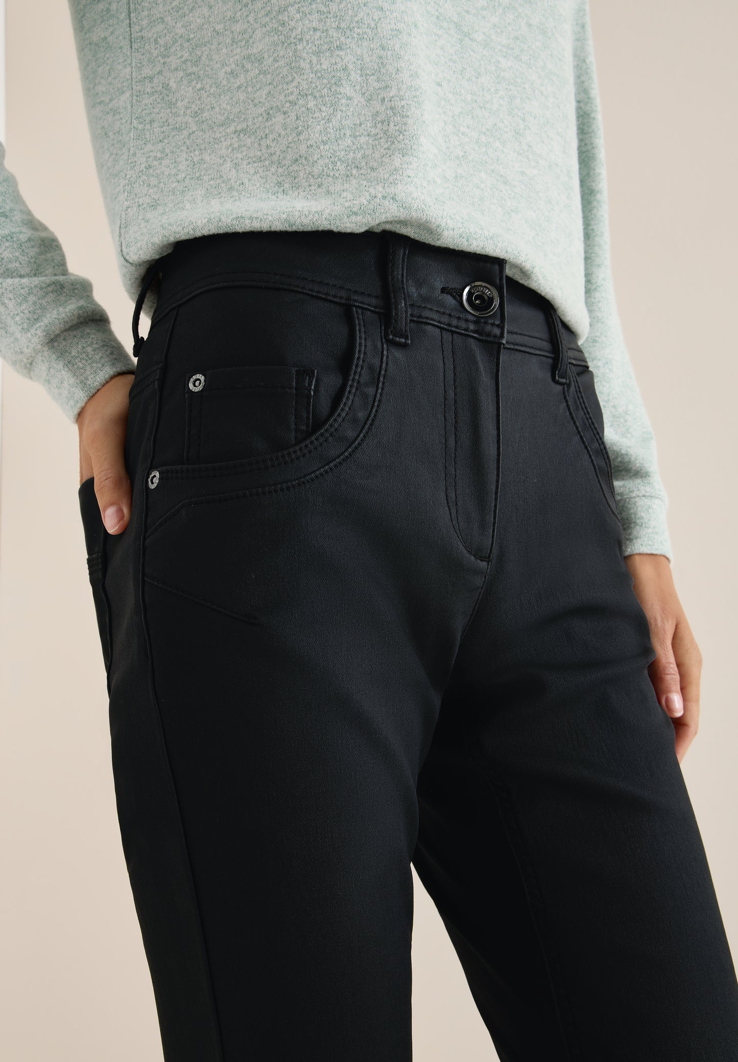 CECIL Hose im Leder-Look - Farbe: Black