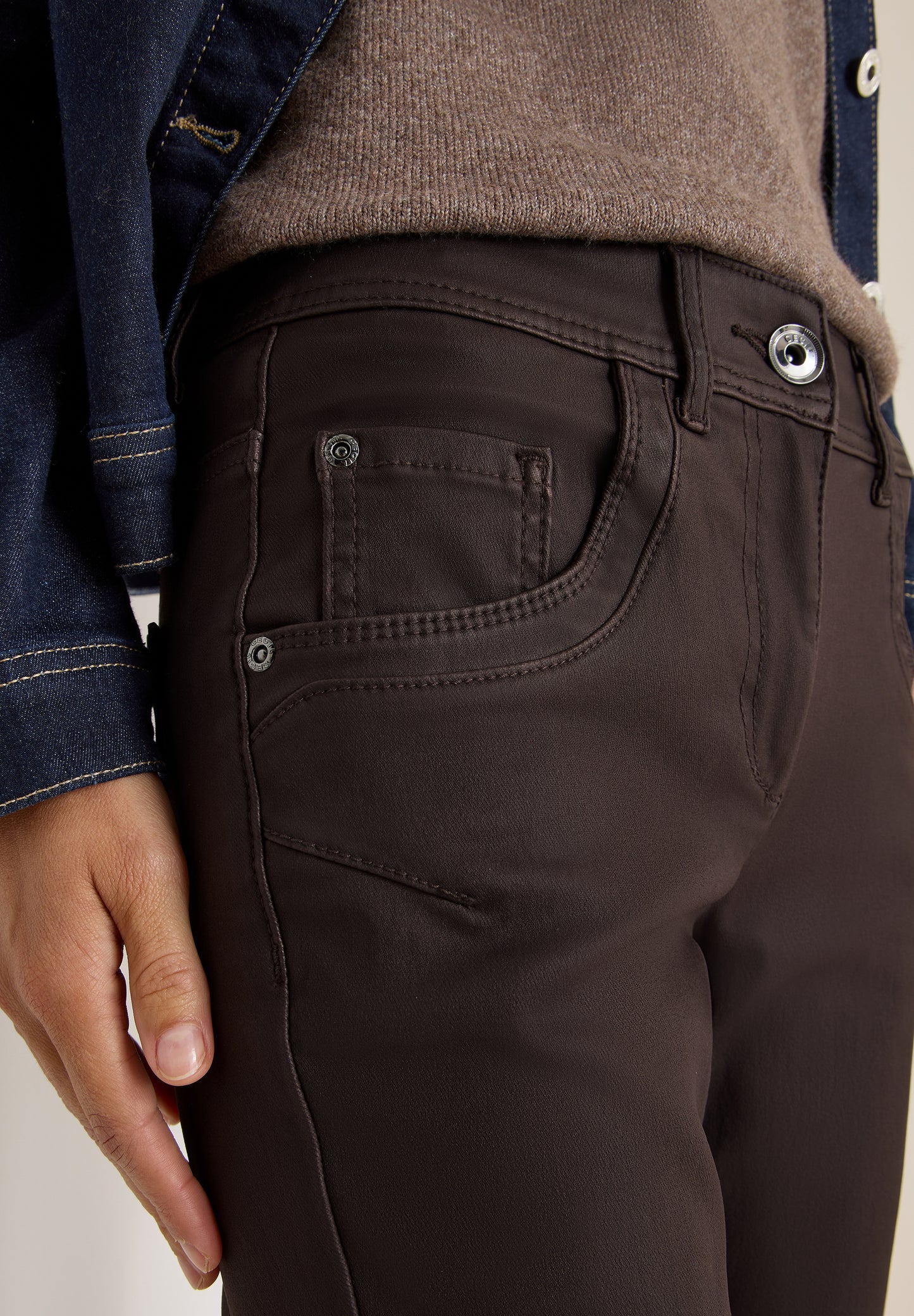 CECIL Hose im Leder-Look - Farbe: tartufo brown