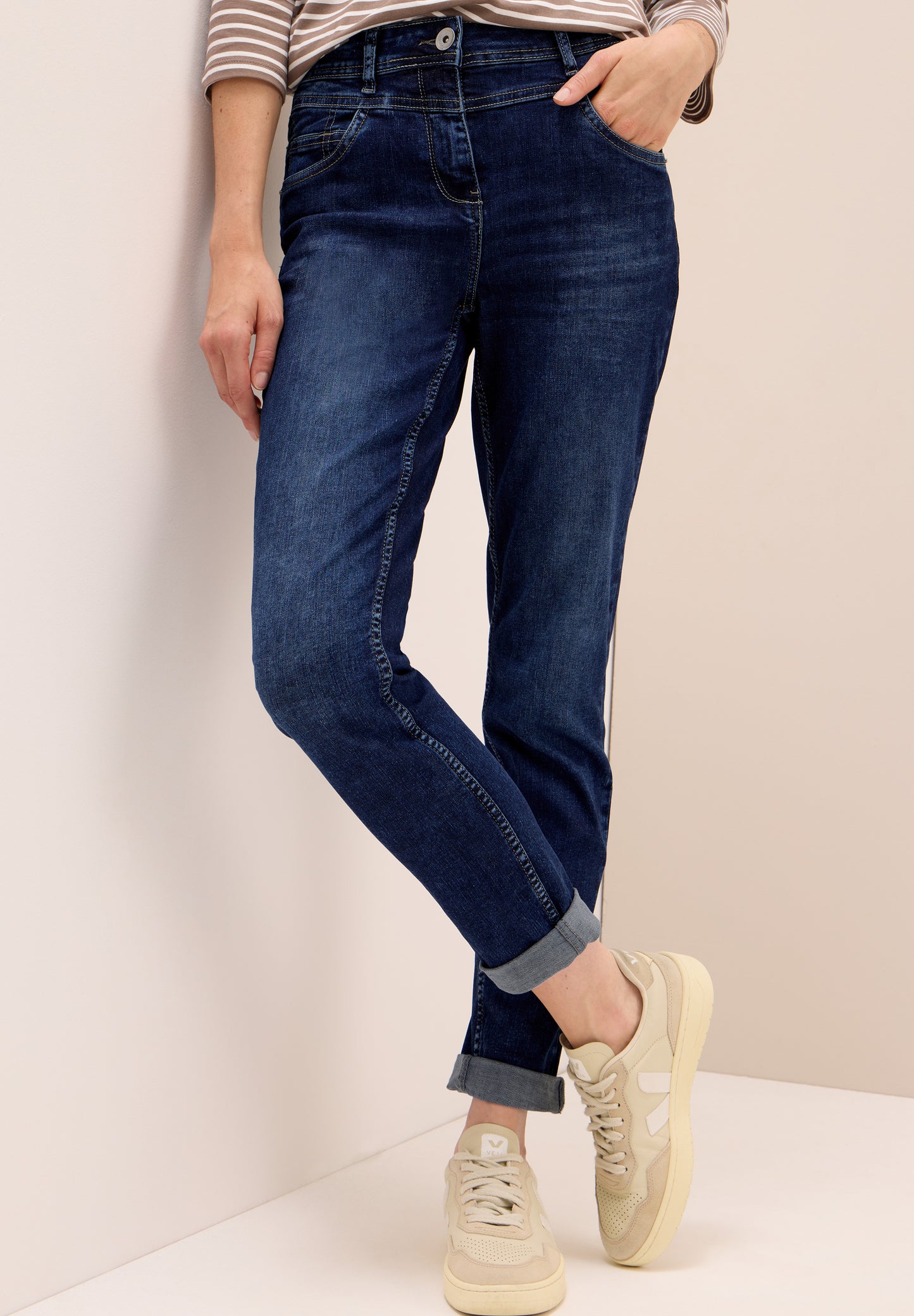 CECIL Slim Fit Jeans - Farbe: mid blue used wash