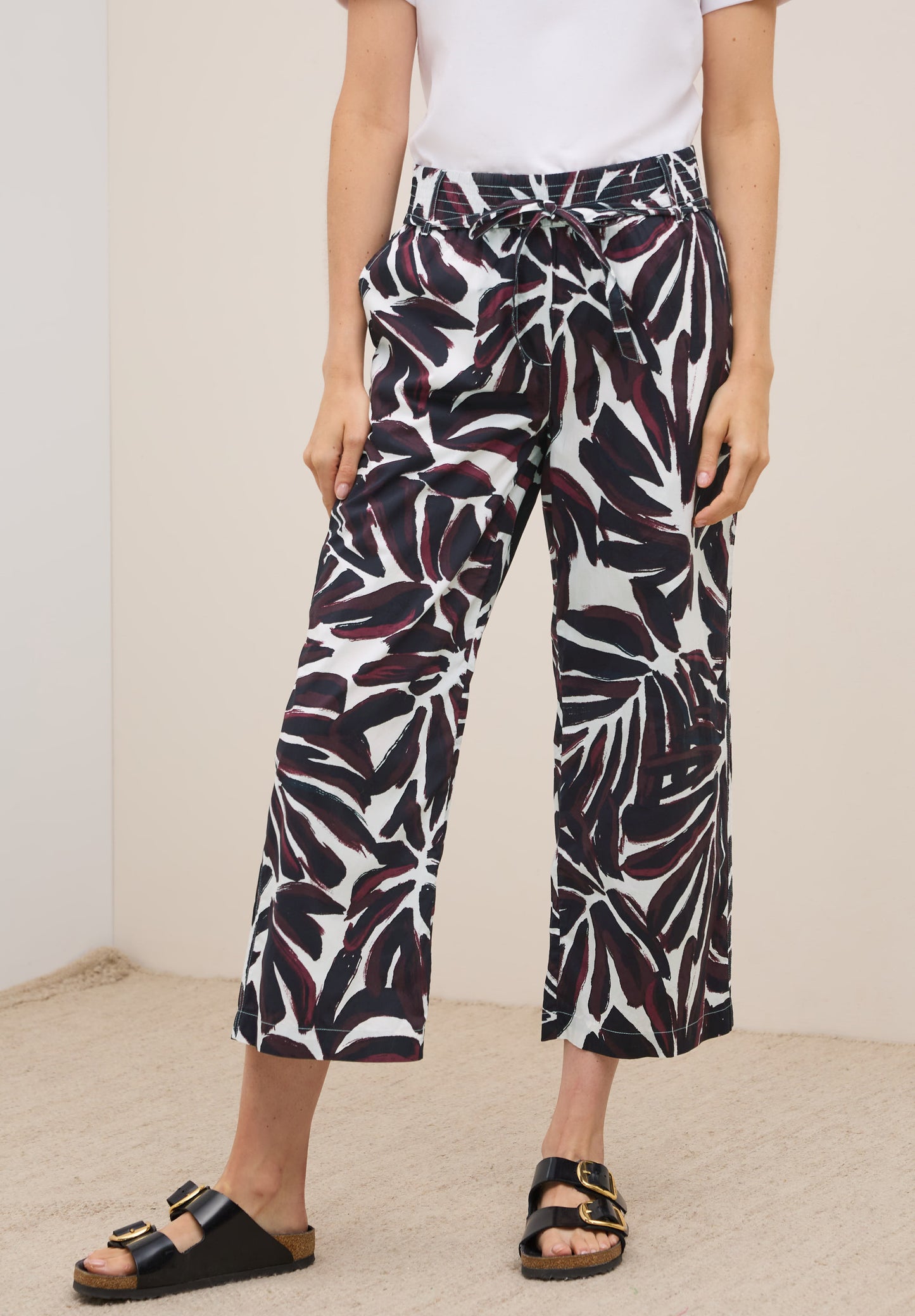 CECIL Gemusterte Wide Leg Hose - Farbe: mulberry red