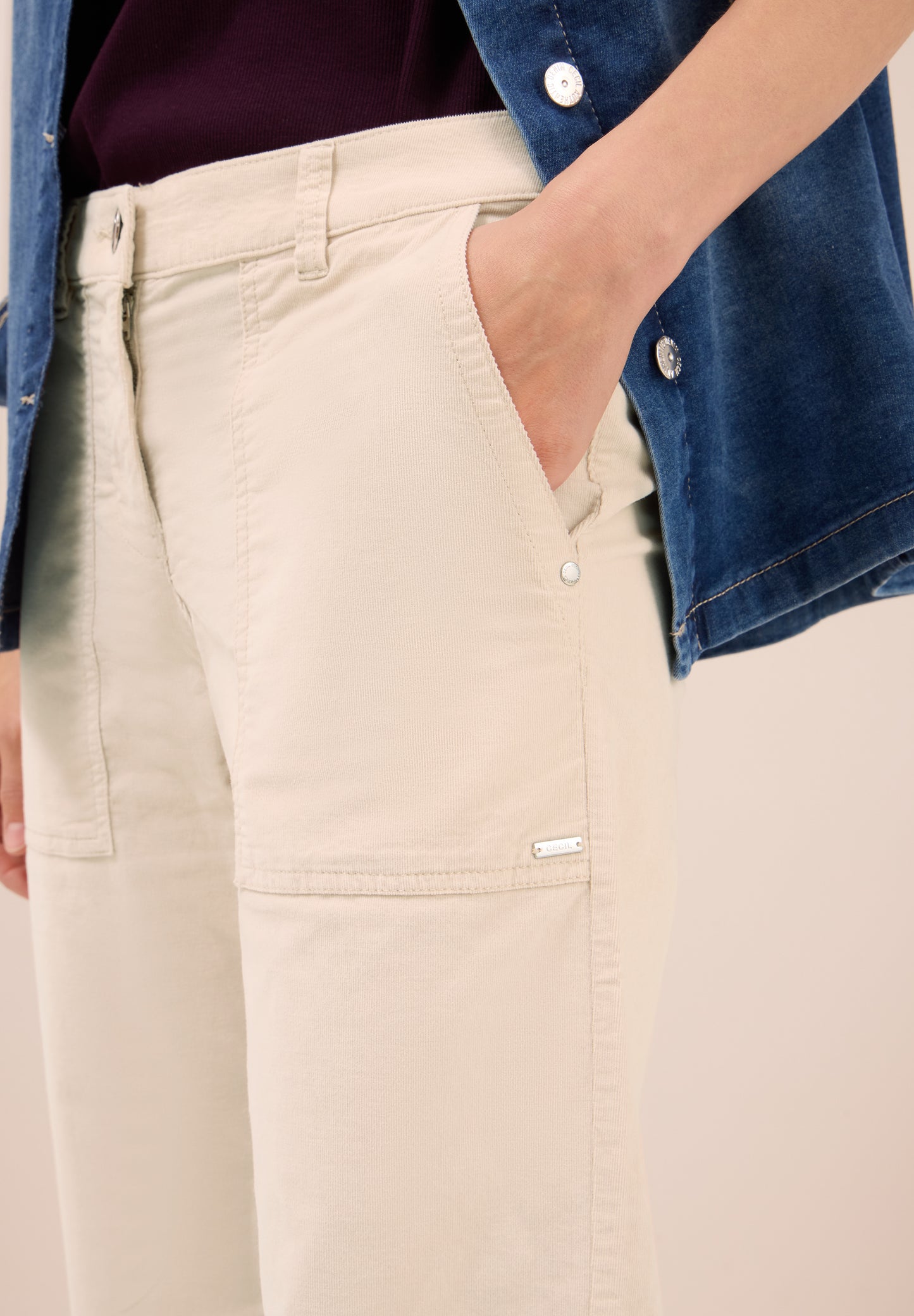 CECIL Wide Leg Cordhose - Farbe: oat milk beige