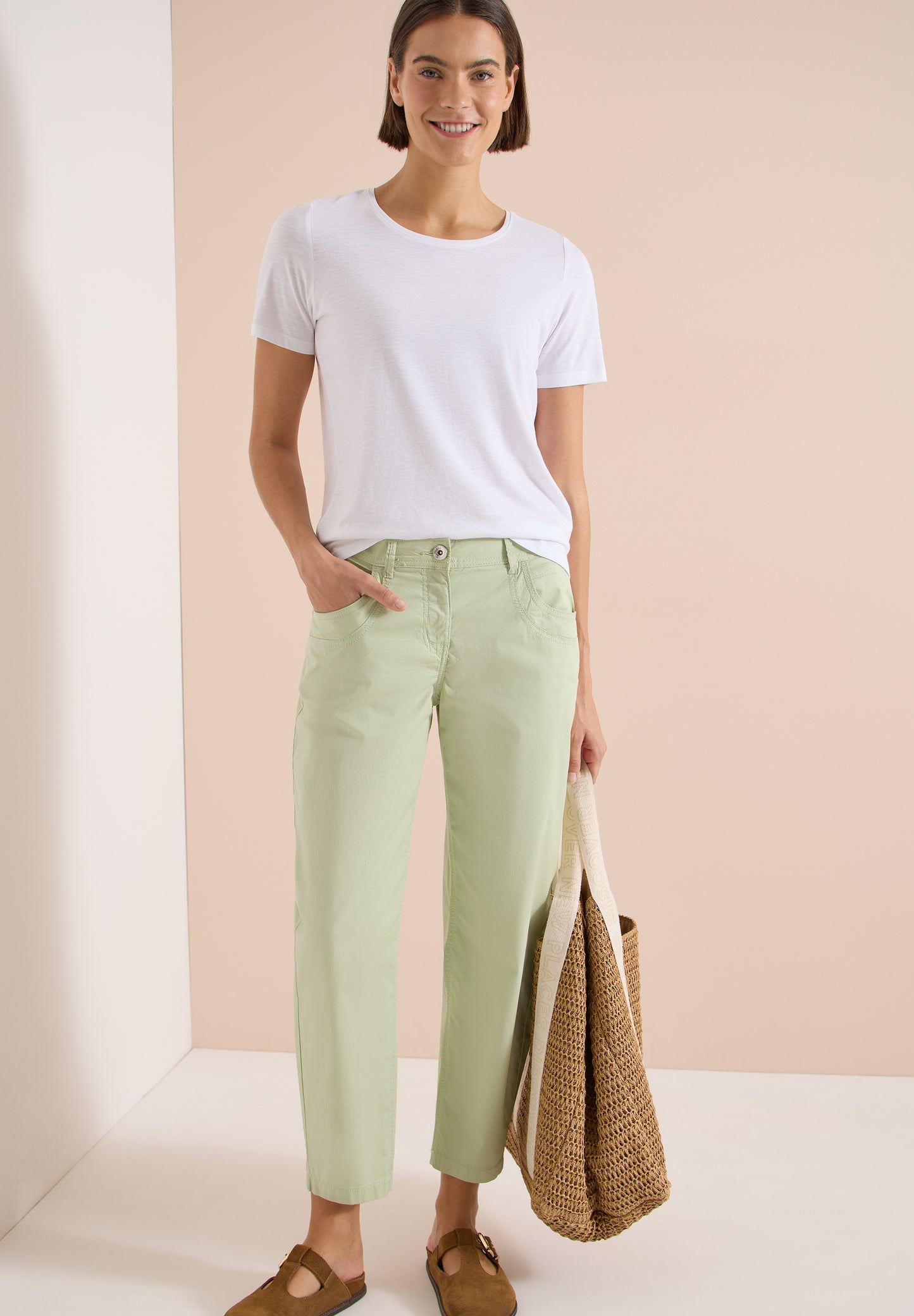 CECIL - Barrel Leg Hose in Papertouch Qualität - Farbe: raw matcha lime