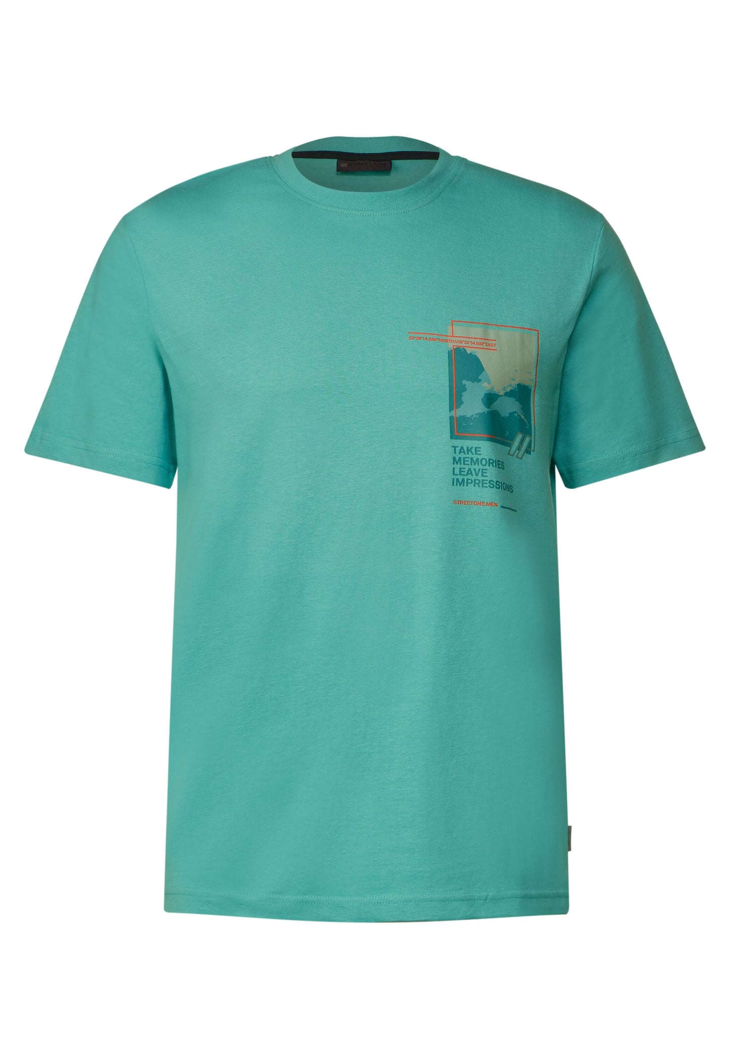 Street One MEN - Herren T-Shirt mit Brustprint - grün
