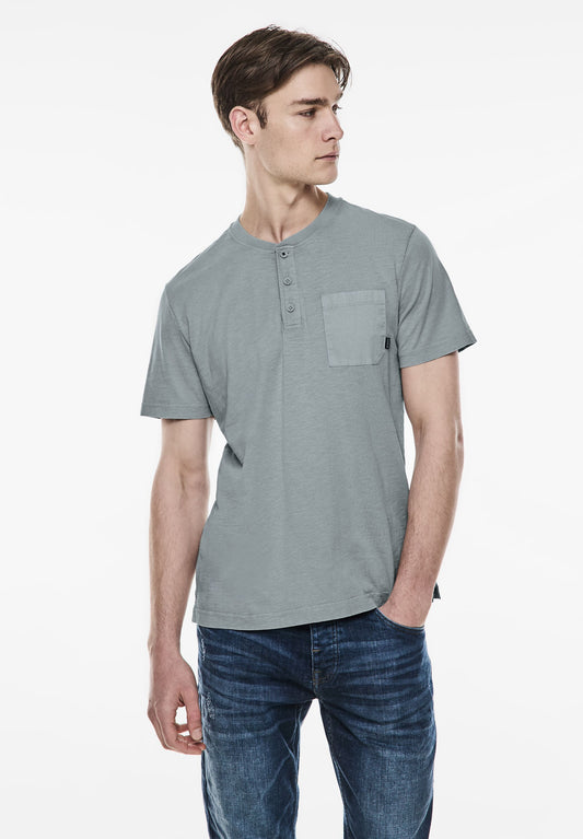 Street One MEN - Herren Garment dye Henley Shirt - harbour grey