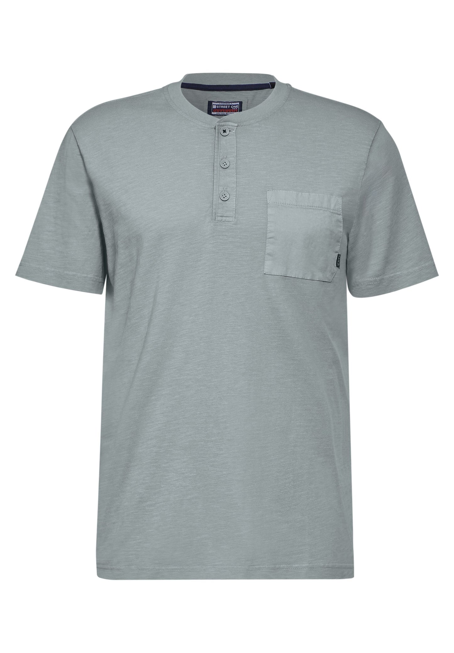 Street One MEN - Herren Garment dye Henley Shirt - harbour grey