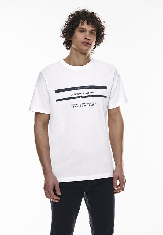 Street One MEN - Herren T-Shirt mit Brustprint - weiß
