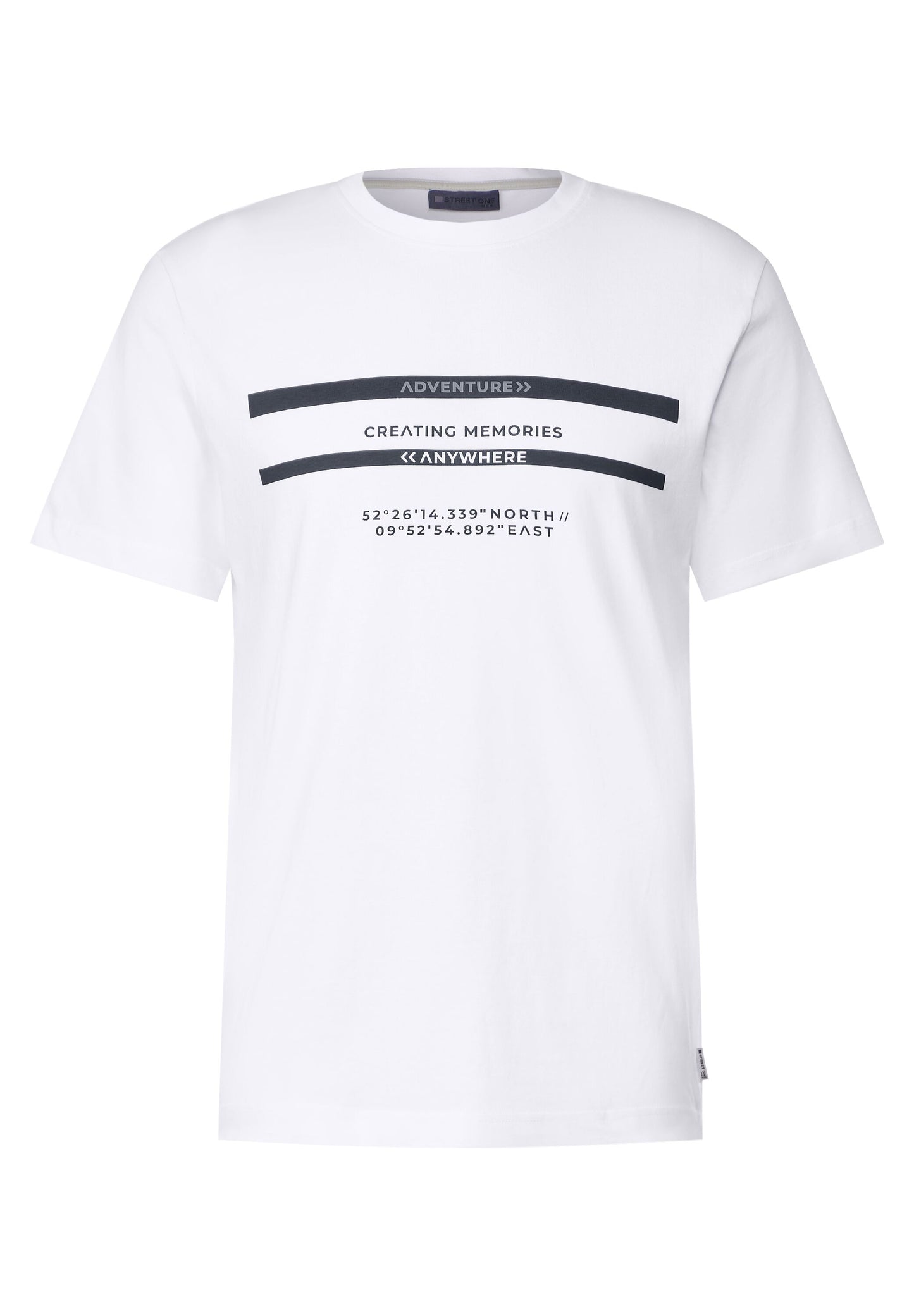 Street One MEN - Herren T-Shirt mit Brustprint - weiß