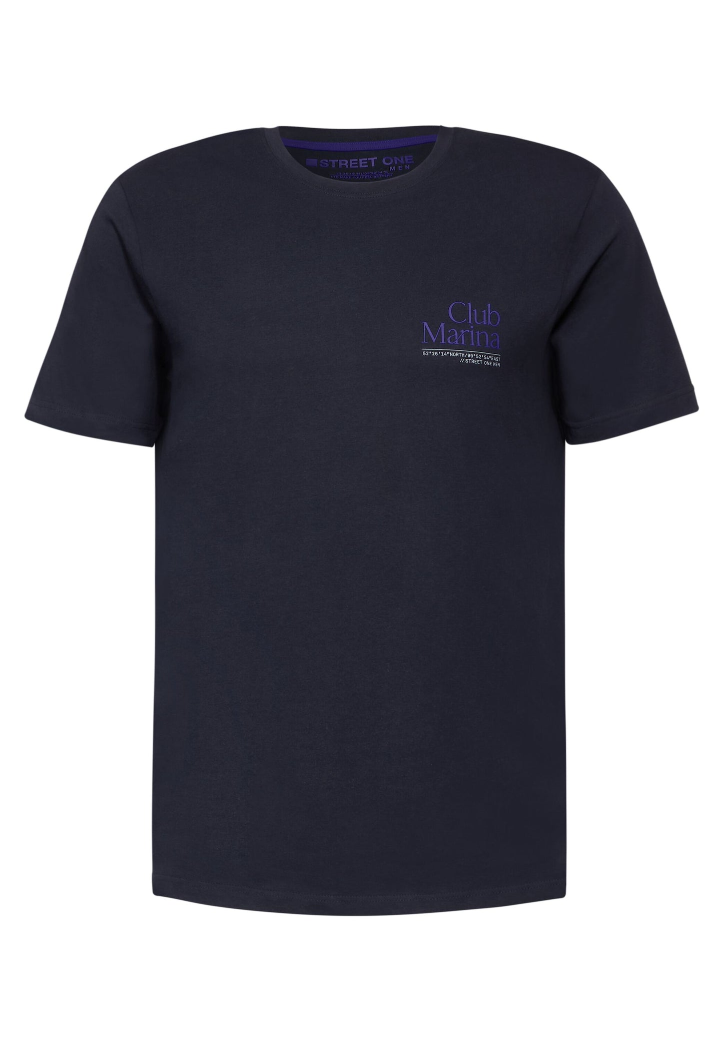 Street One MEN - Herren T-Shirt mit Chestprint - dark maritime blue