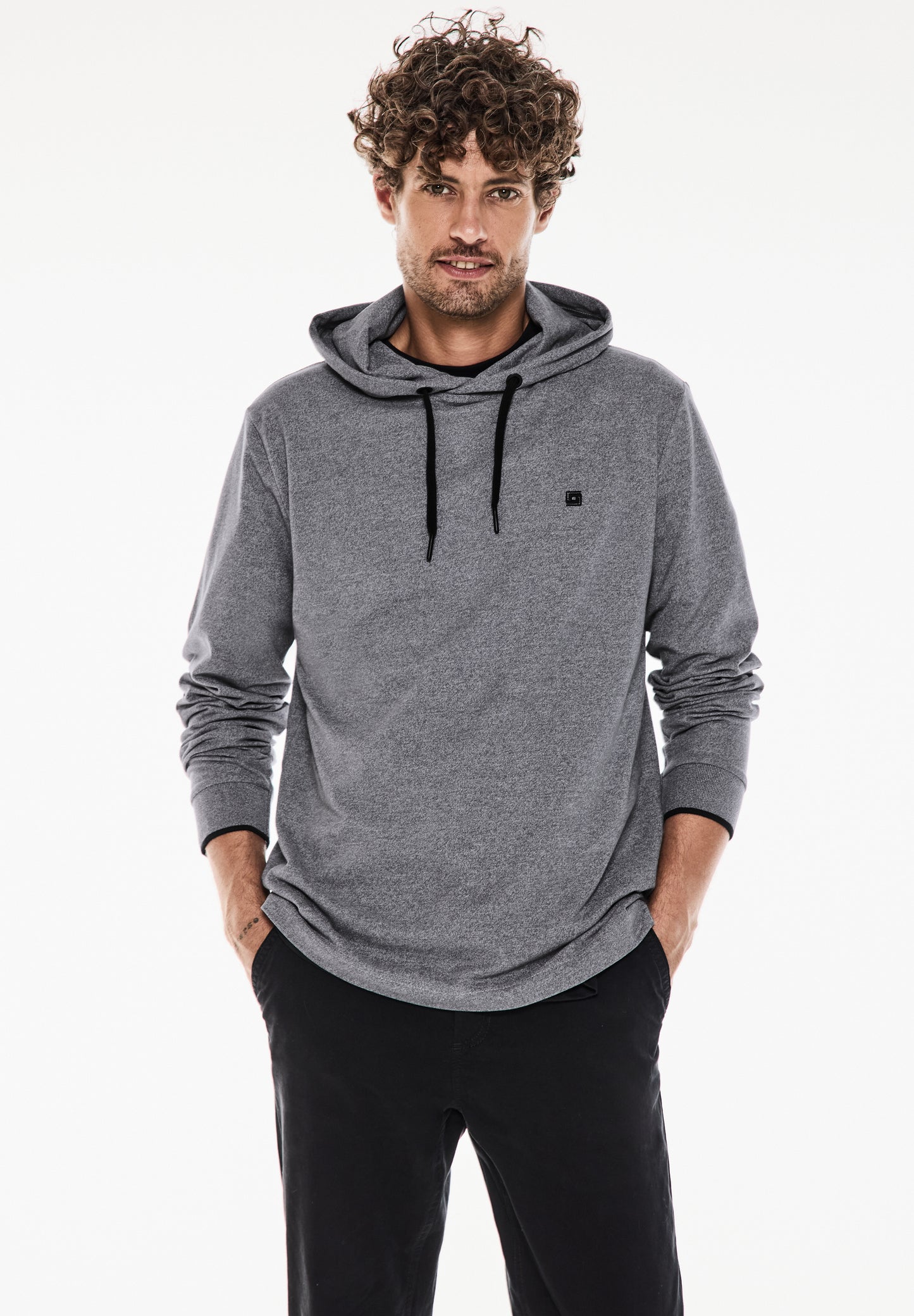 Street One MEN Pique-Kapuzenshirt - Farbe: steel grey