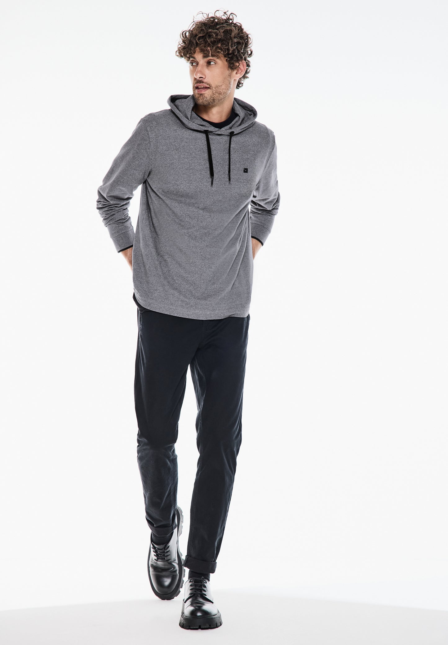 Street One MEN Pique-Kapuzenshirt - Farbe: steel grey