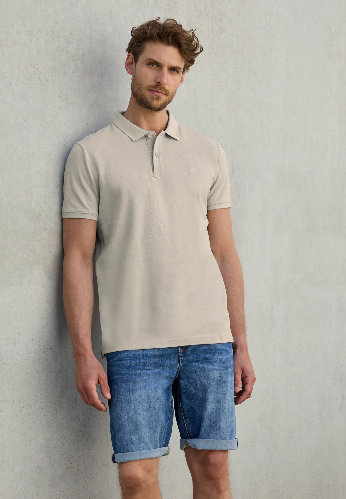Street One MEN Poloshirt mit Logo - Farbe: basic beige