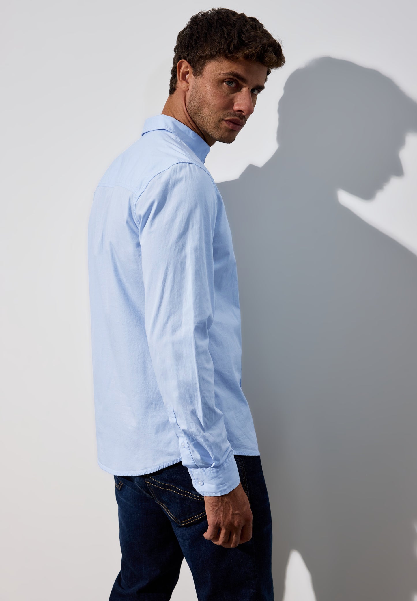 Street One MEN Popeline Stretch Hemd - Farbe: soft blue