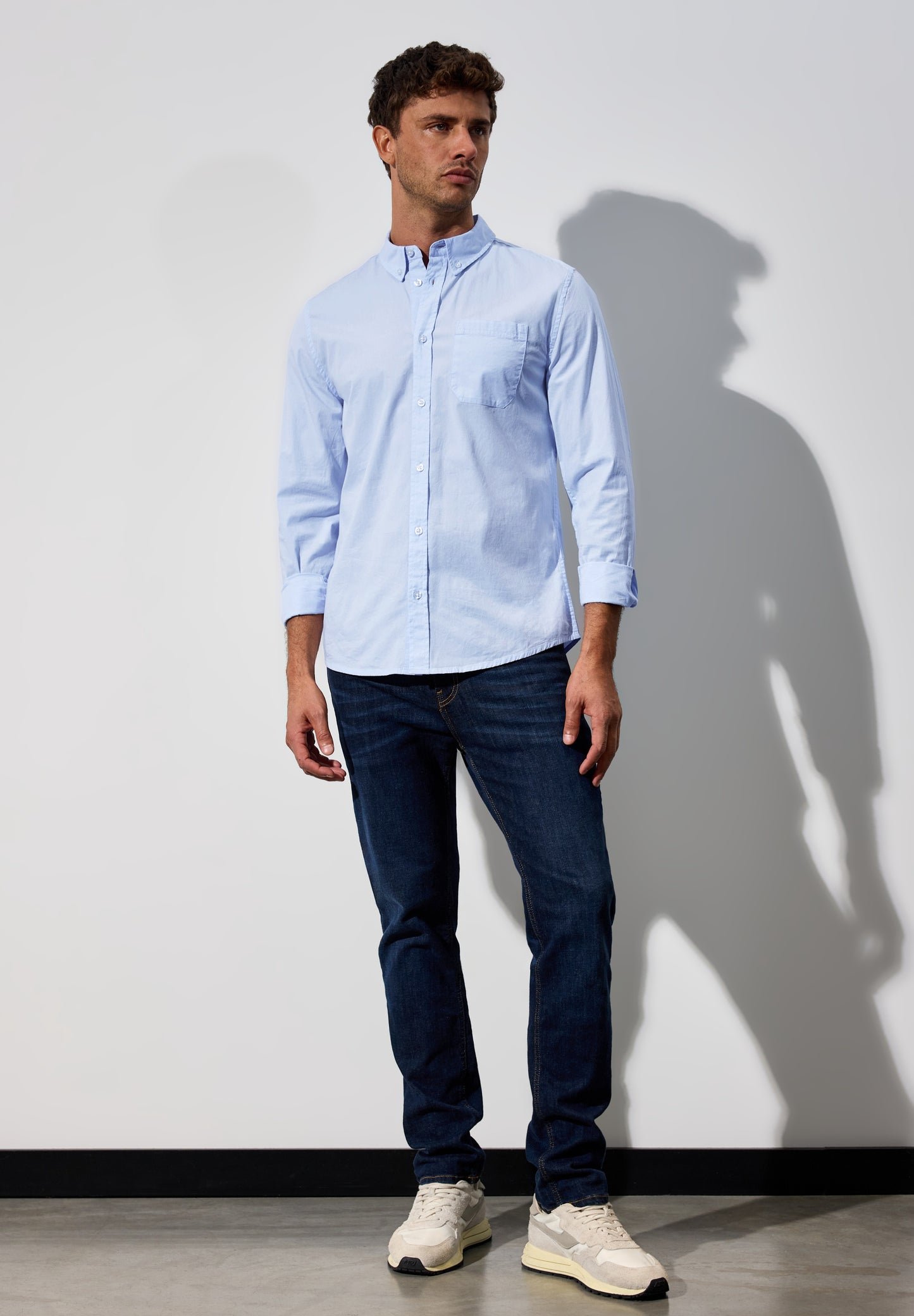 Street One MEN Popeline Stretch Hemd - Farbe: soft blue