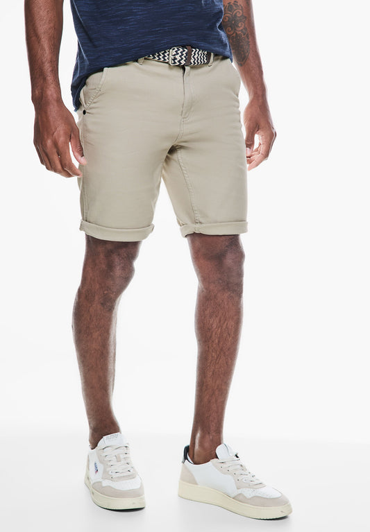Street One MEN - Herren Chino Shorts mit Gürtel - light sand beige