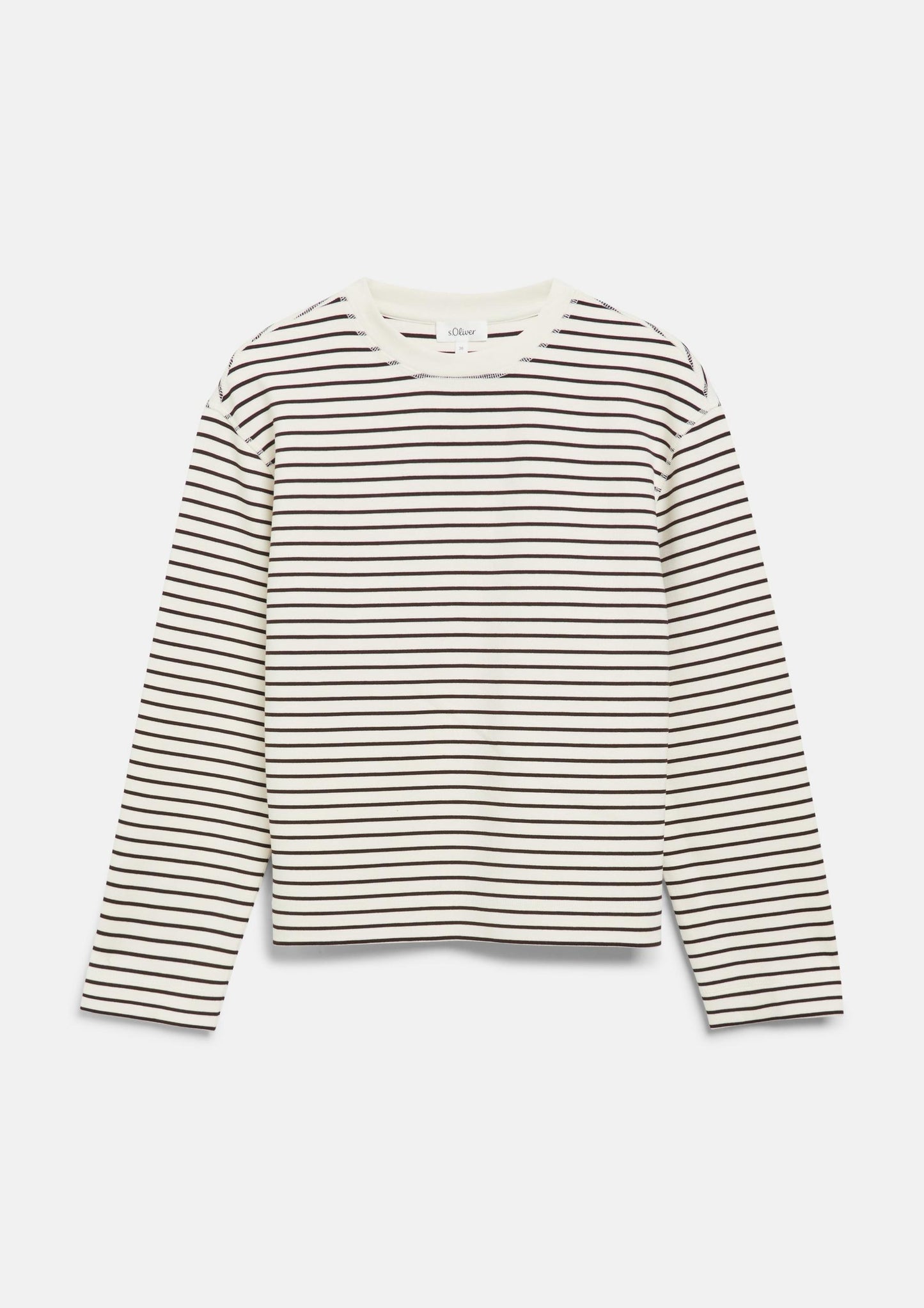 s.Oliver - Scuba-Sweatshirt mit Ringeln im Relaxed Fit - Farbe: Dunkelbraun