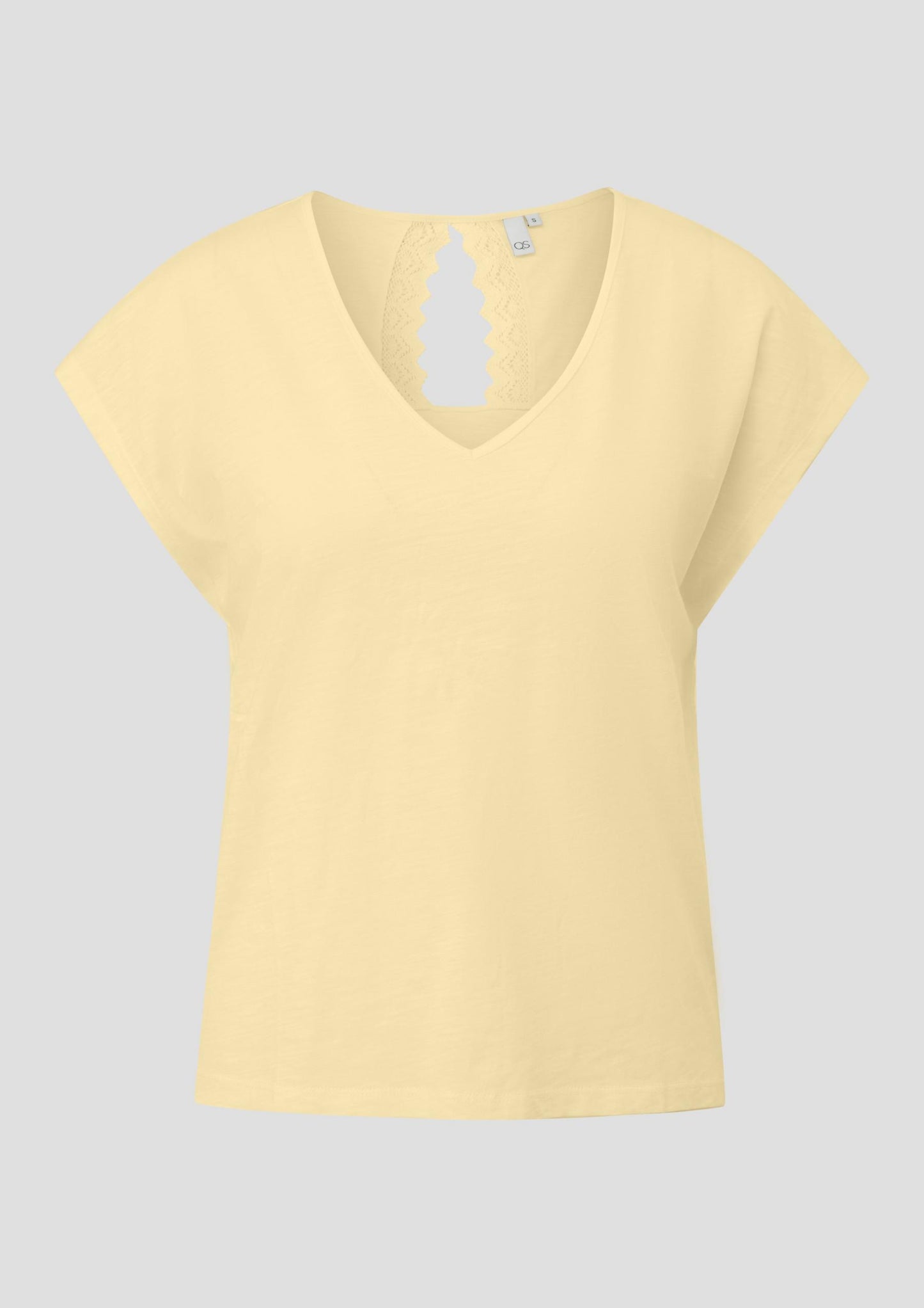 QS - T-Shirt mit Spitzendetail - Farbe: Hellgelb