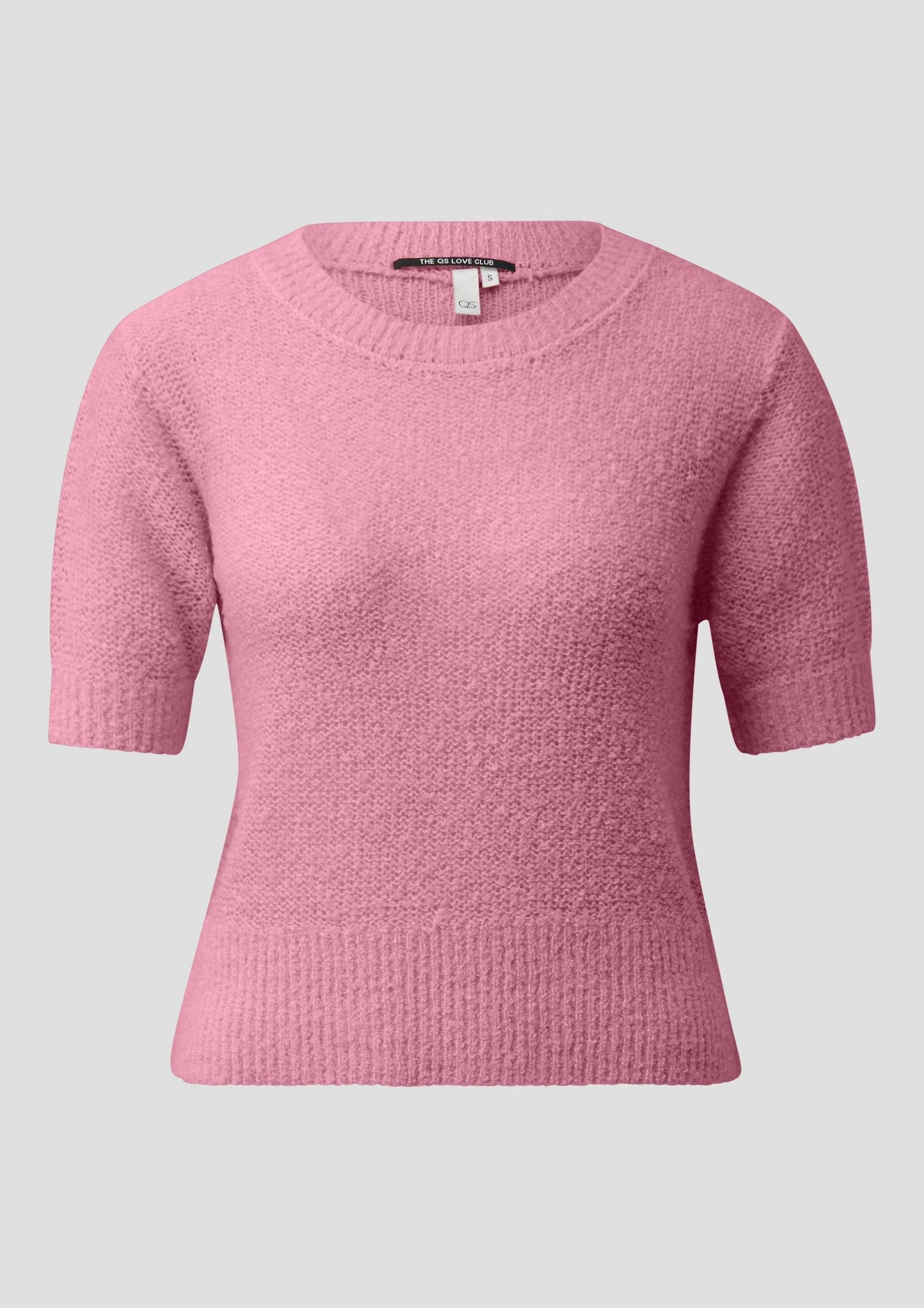 QS - Kurzarm-Pullover in Bouclé-Optik - Farbe: Rosa