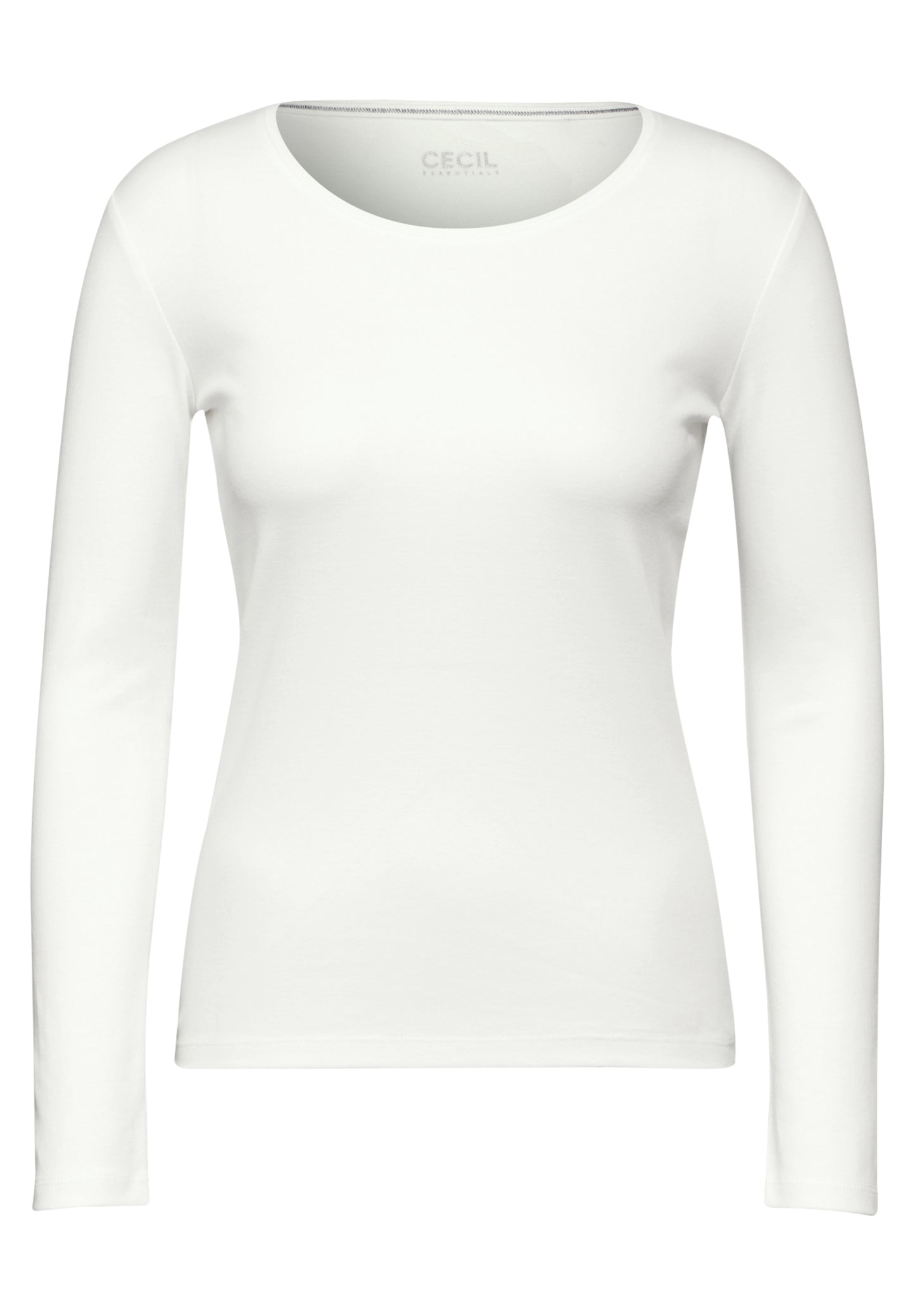 âCECIL Shirt mit Rundhals in vanilla white (Art. Nr.: B32207713474, Style: PIA) â modisches Langarmshirt aus reiner Baumwolle.â