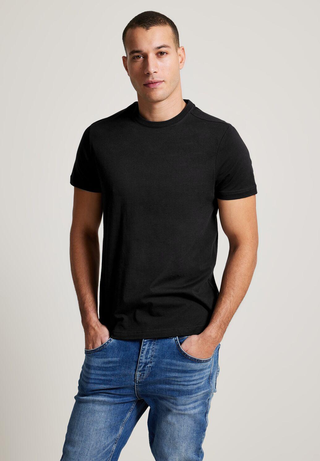 Street One MEN TWISTY Basic – - Unifarbe Black Herren T-Shirt - in Mode