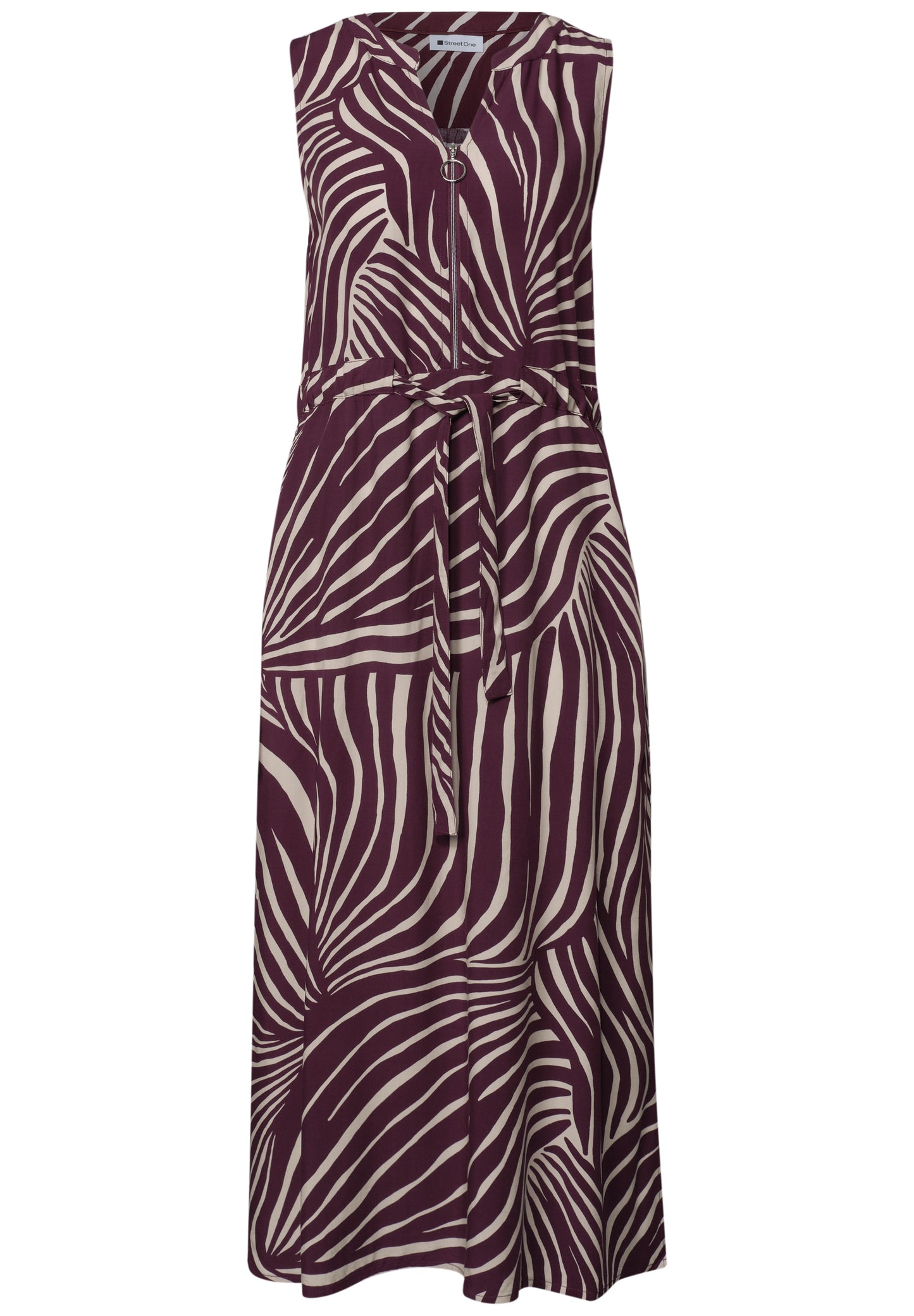 Street One - Midi-Kleid mit Split Neck und Zipper - Farbe: rustic rouge