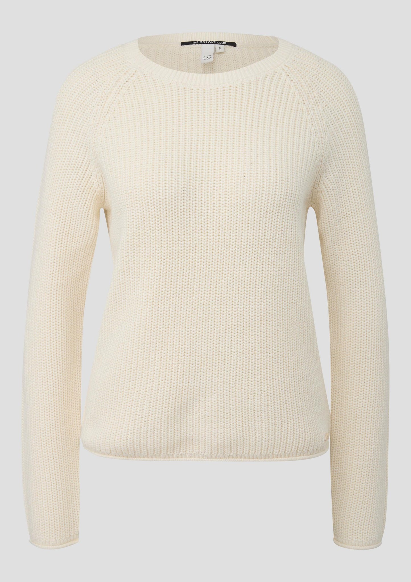 QS - Pullover mit Rippstruktur und Rollkanten - Farbe: Creme