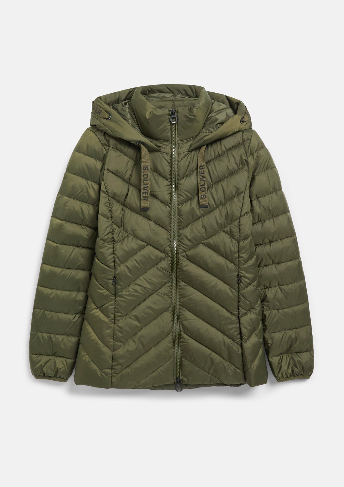 s.Oliver - Leichte Steppjacke mit Kapuze / Slim Fit - Farbe: Olive olive