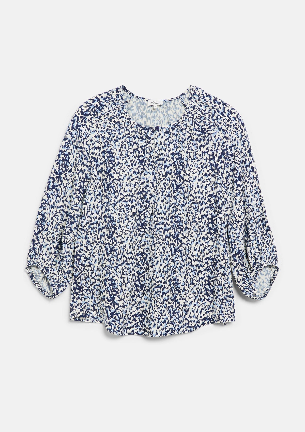 s.Oliver - Bluse im Relaxed Fit mit All-over-Print - Farbe: Beige/Blau beige, blau
