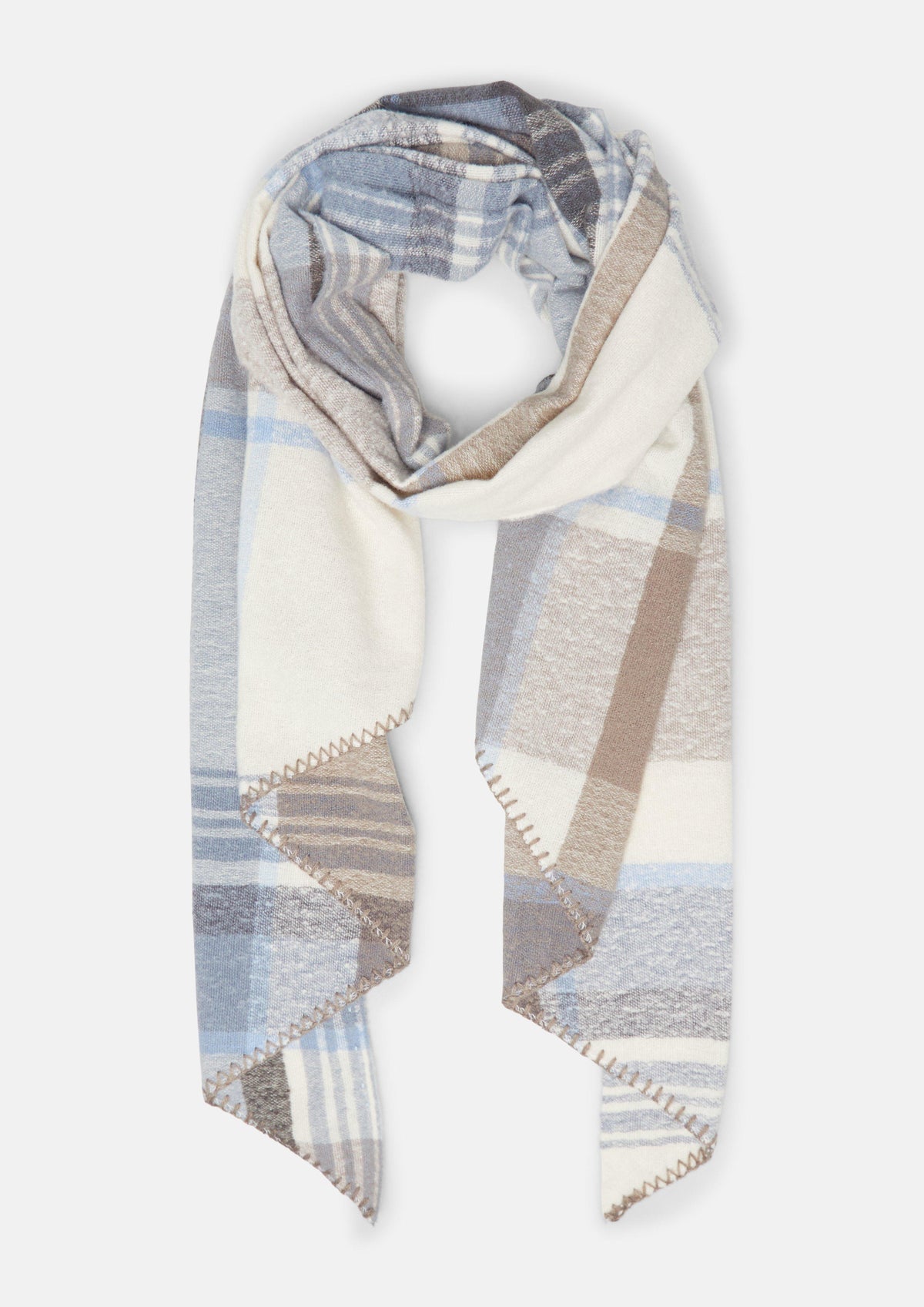 s.Oliver - Schal mit Karo-Muster - Farbe: Creme, mehrfarbig creme, mehrfarbig