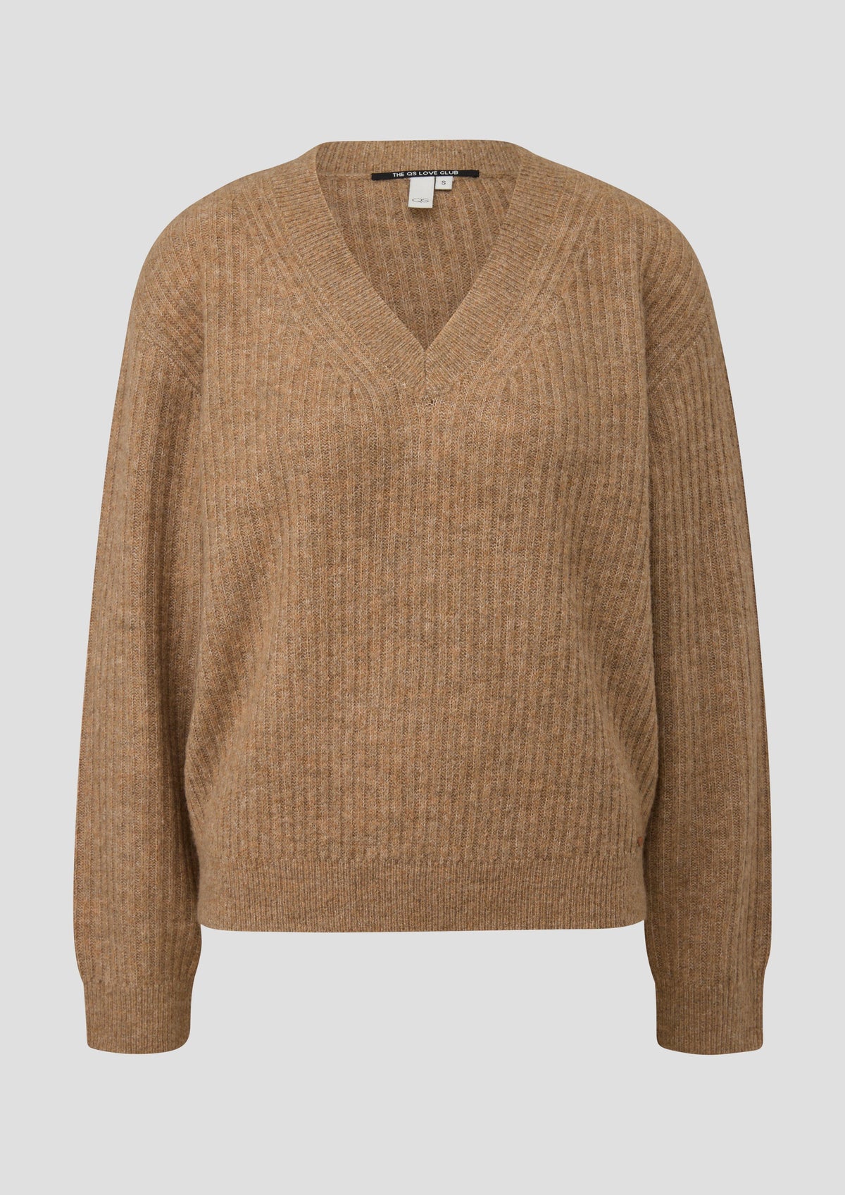 QS - Pullover mit Rippstruktur in Melange-Optik - Farbe: Braun braun