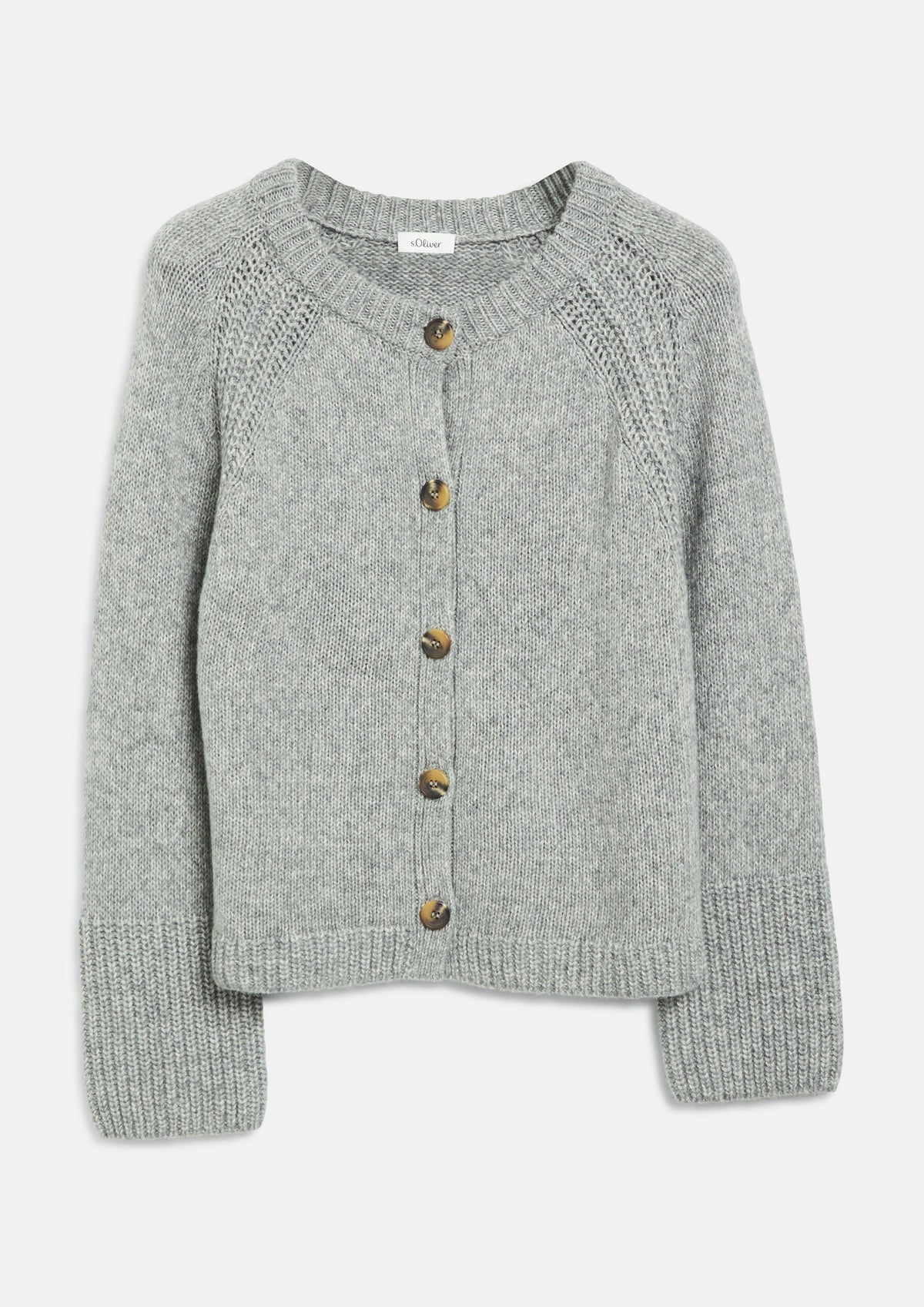 s.Oliver - Strickjacke mit Rundhalsausschnitt - Farbe: Grau grau