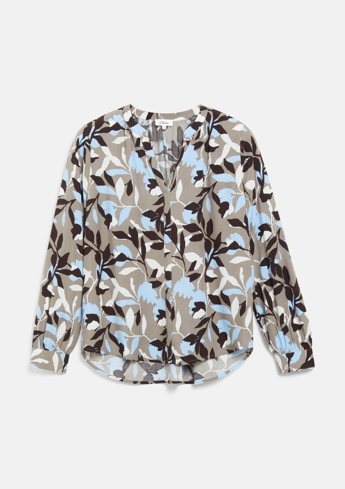 s.Oliver - Bluse mit All-over-Print und Raffung - Farbe: Grau grau