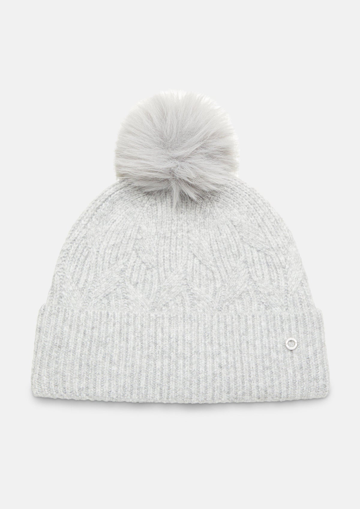s.Oliver - Mütze mit Zopfmuster und Fleece-Futter - Farbe: Grau grau