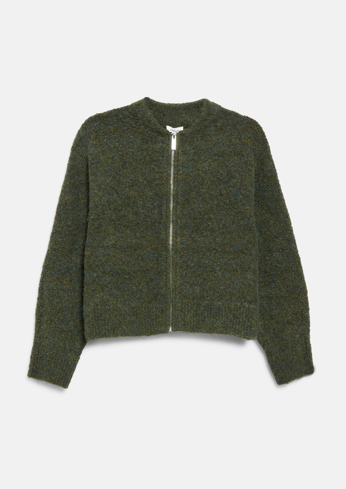 s.Oliver - Melierte Bouclé-Strickjacke - Farbe: Olive olive
