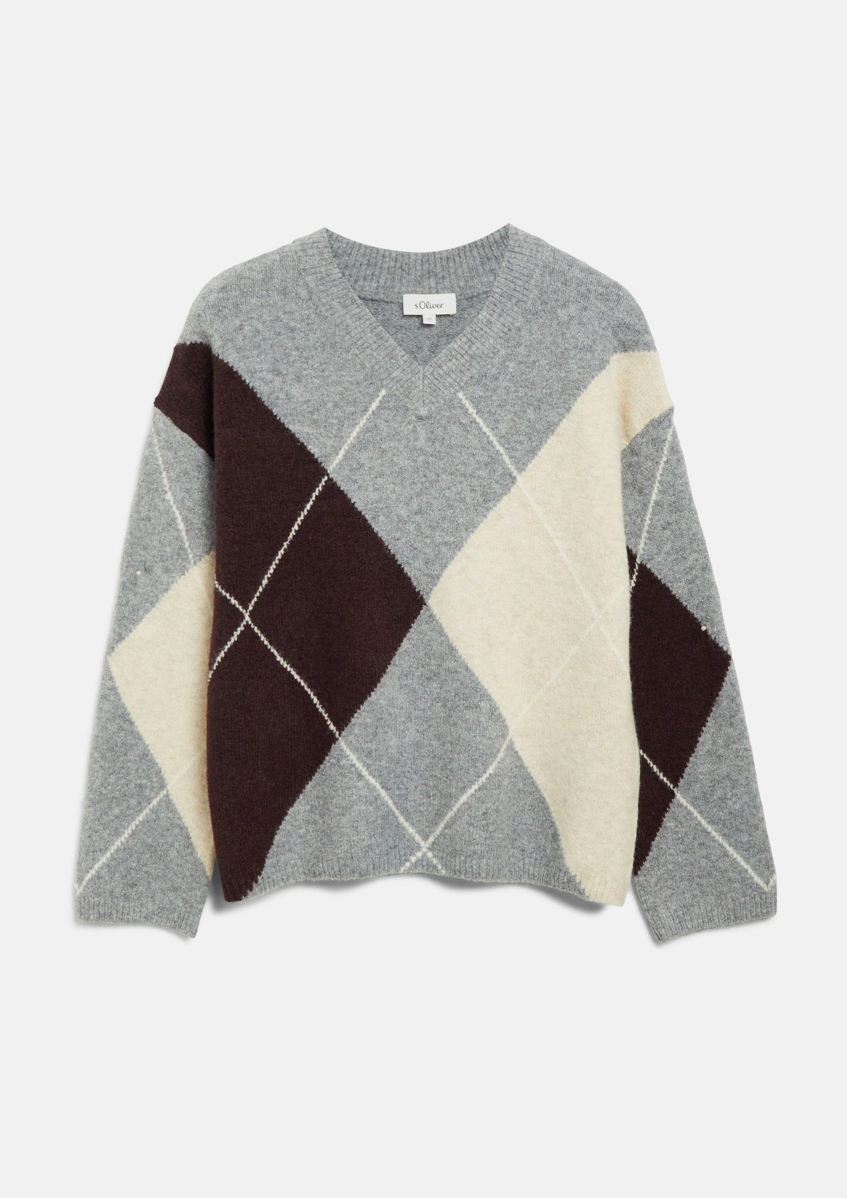 s.Oliver - Argyle-Pullover / Regular Fit - Farbe: Grau, mehrfarbig grau, mehrfarbig