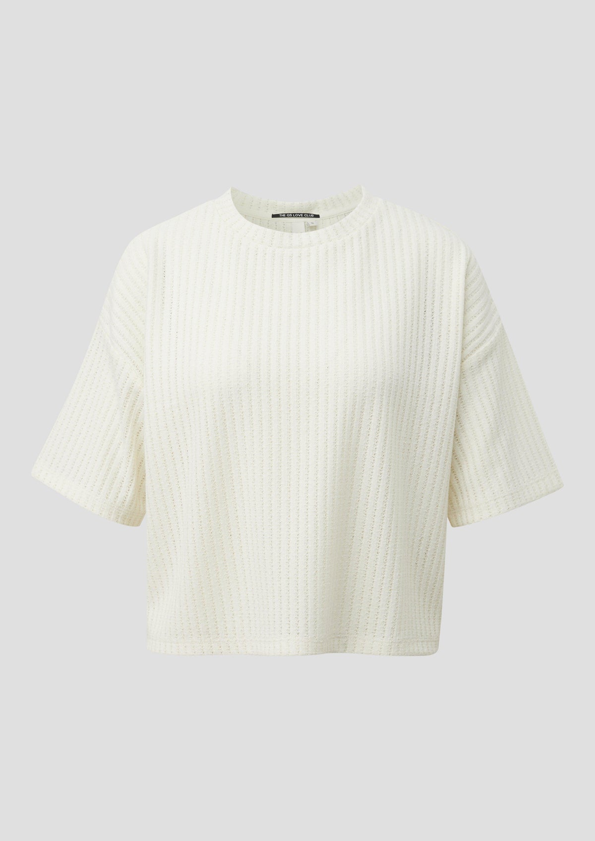 QS - Boxy Shirt mit Strickstruktur - Farbe: Creme creme