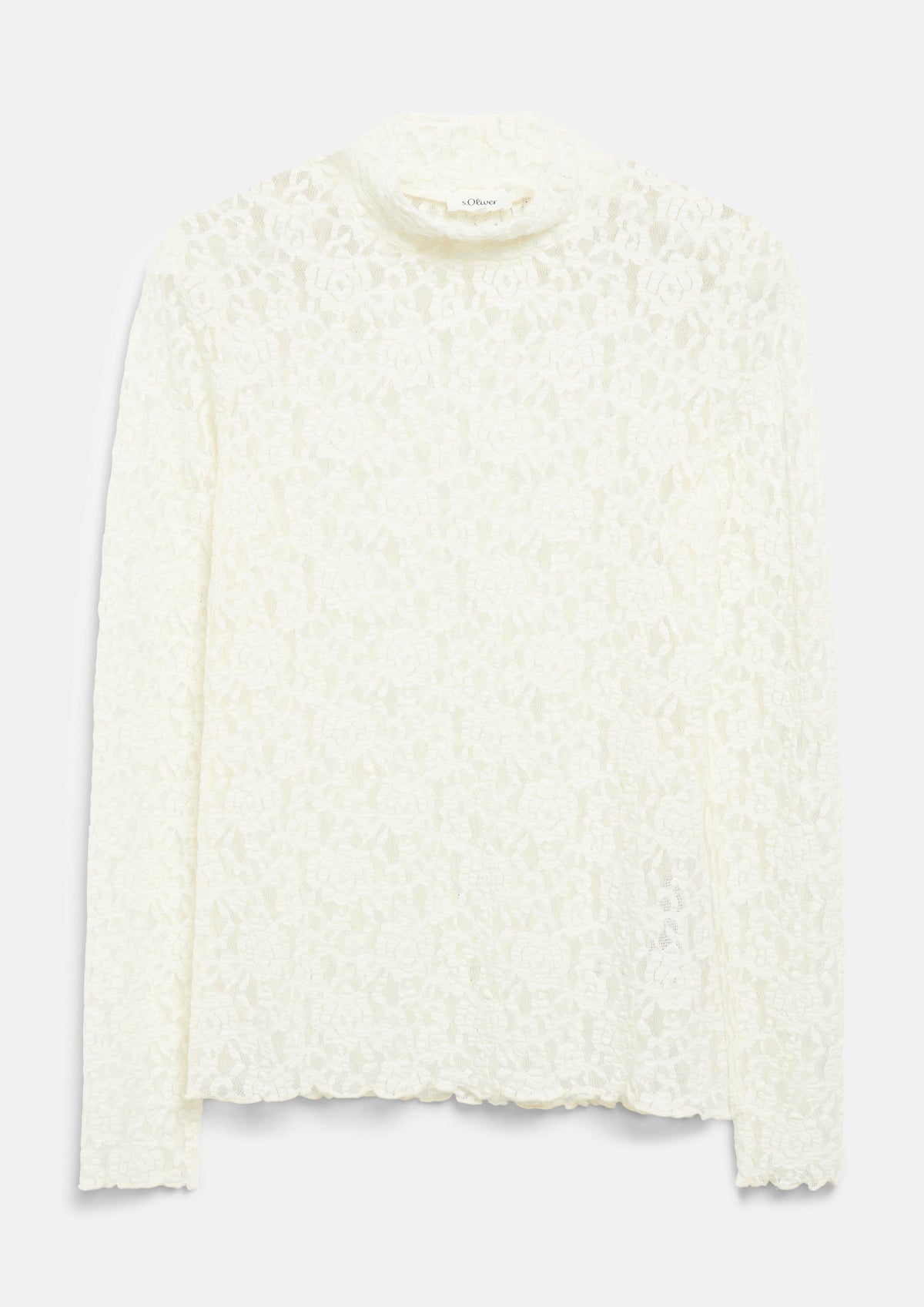s.Oliver - Langarmshirt aus Spitze mit Stehkragen - Farbe: Creme creme