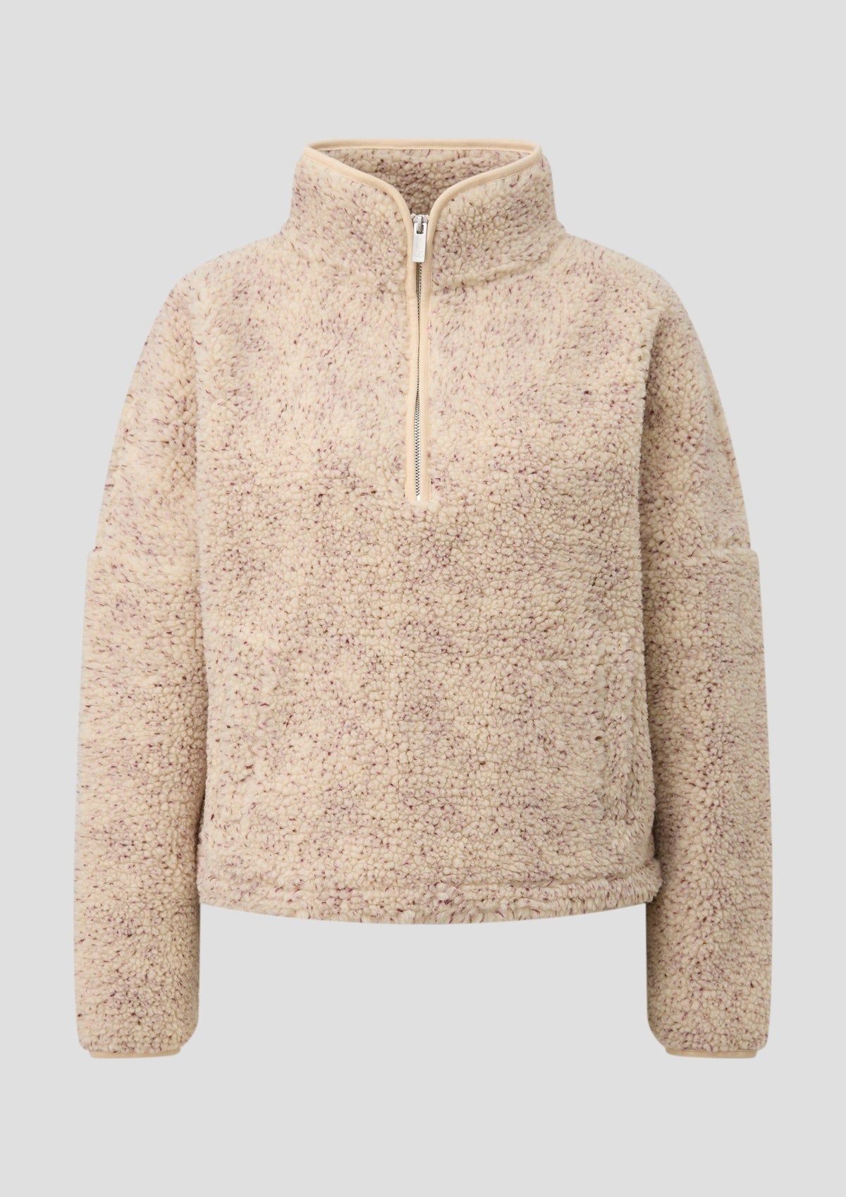 QS - Teddy Sweatshirt in Melangeoptik - Farbe: Beige beige