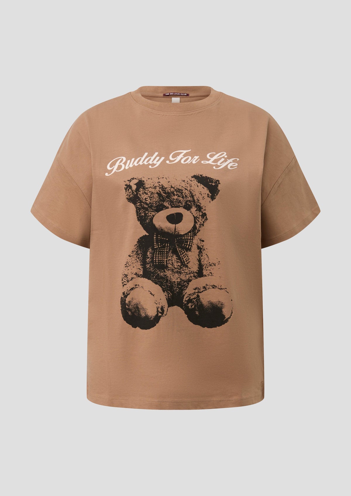 QS - Baumwollshirt mit Frontprint - Farbe: Braun braun