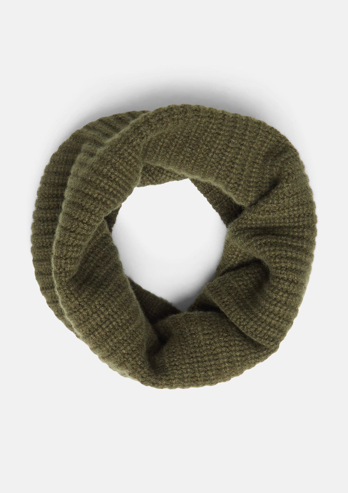 s.Oliver - Loop-Schal mit gestrickten Streifen - Farbe: Olive olive