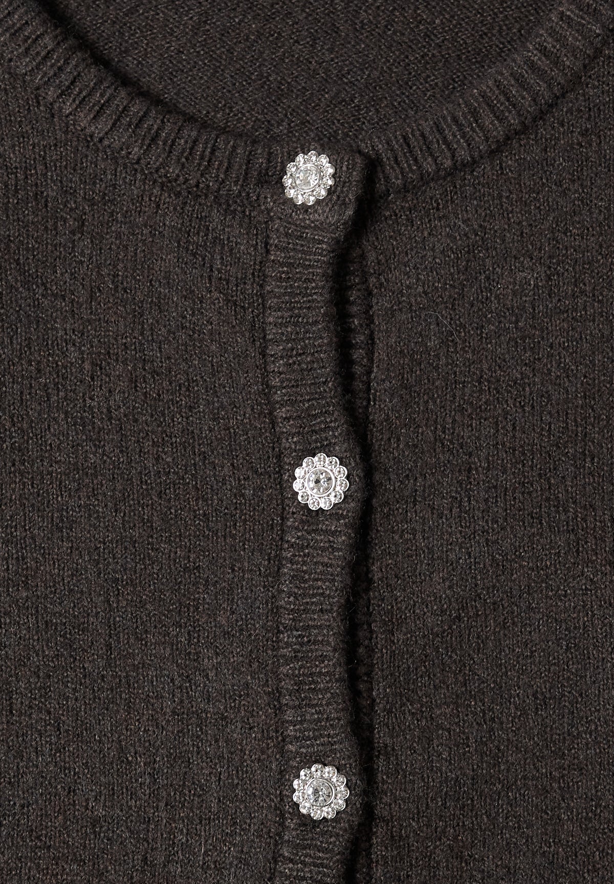 Street One Damen Langarm Cardigan mit Rundhals und Knöpfen - Dunkelbraun meliert black coffee mel.