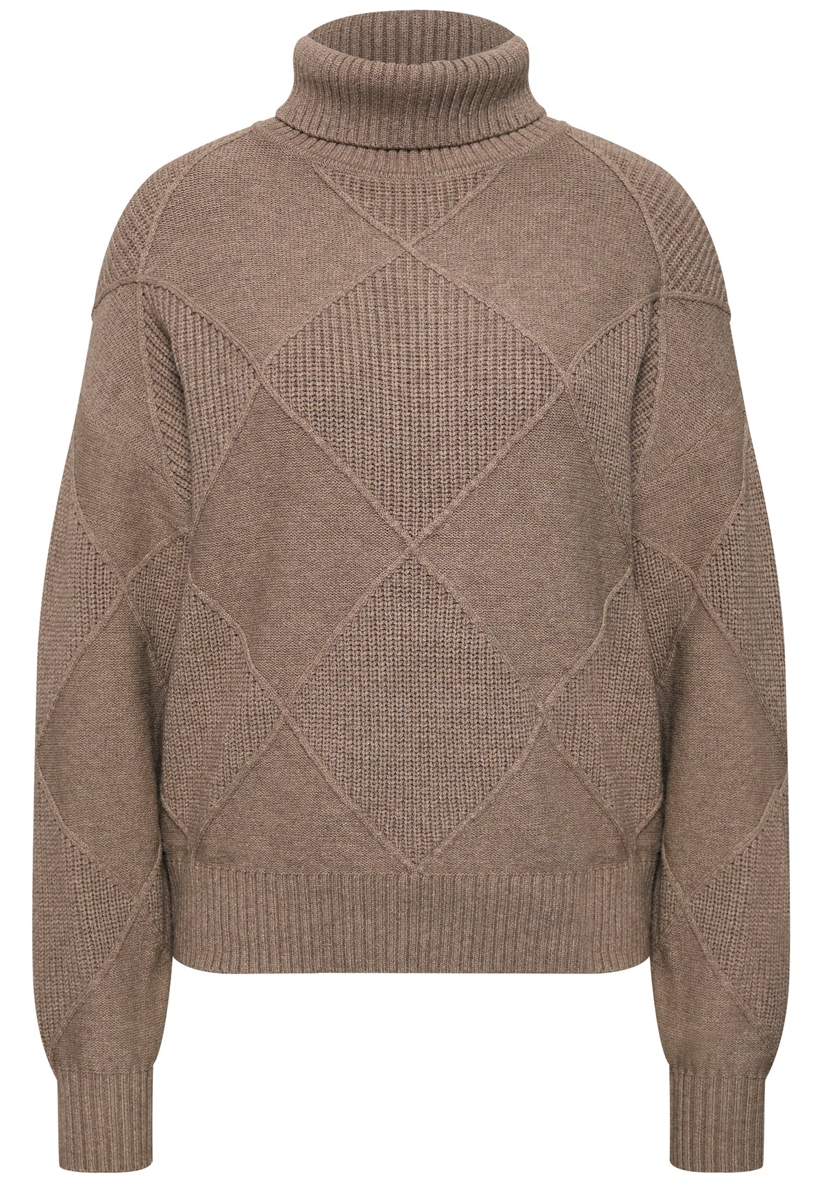 Street One Damen Rollkragenpullover mit Strukturmix - Bernstein meliert sanded amber mel.