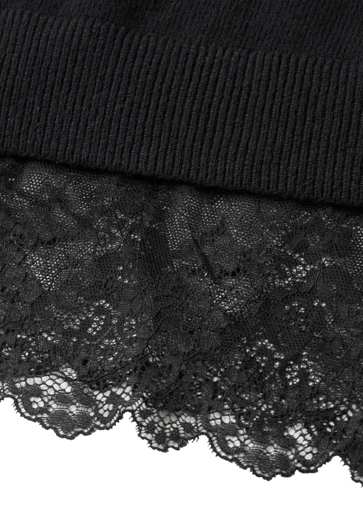 Street One Damen Pullover mit Rundhals und Spitzenkante - Schwarz Black