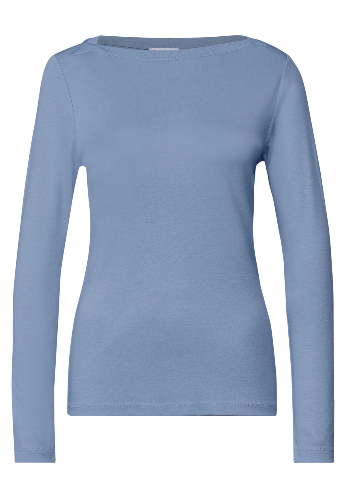 Street One Damen Basic Langarmshirt mit U-Boot-Ausschnitt - Blau northern blue