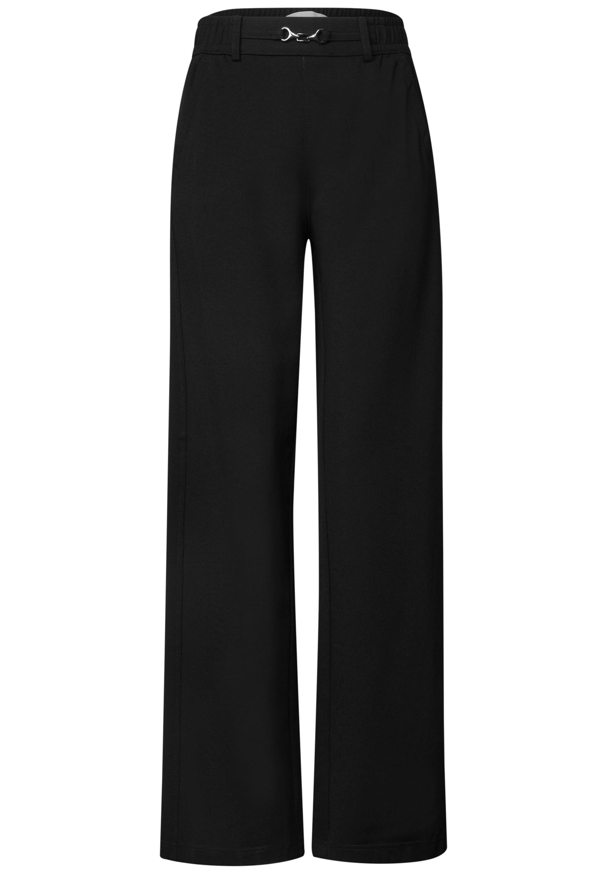 Street One Damen High Waist Straight Leg Hose - Schwarz Black