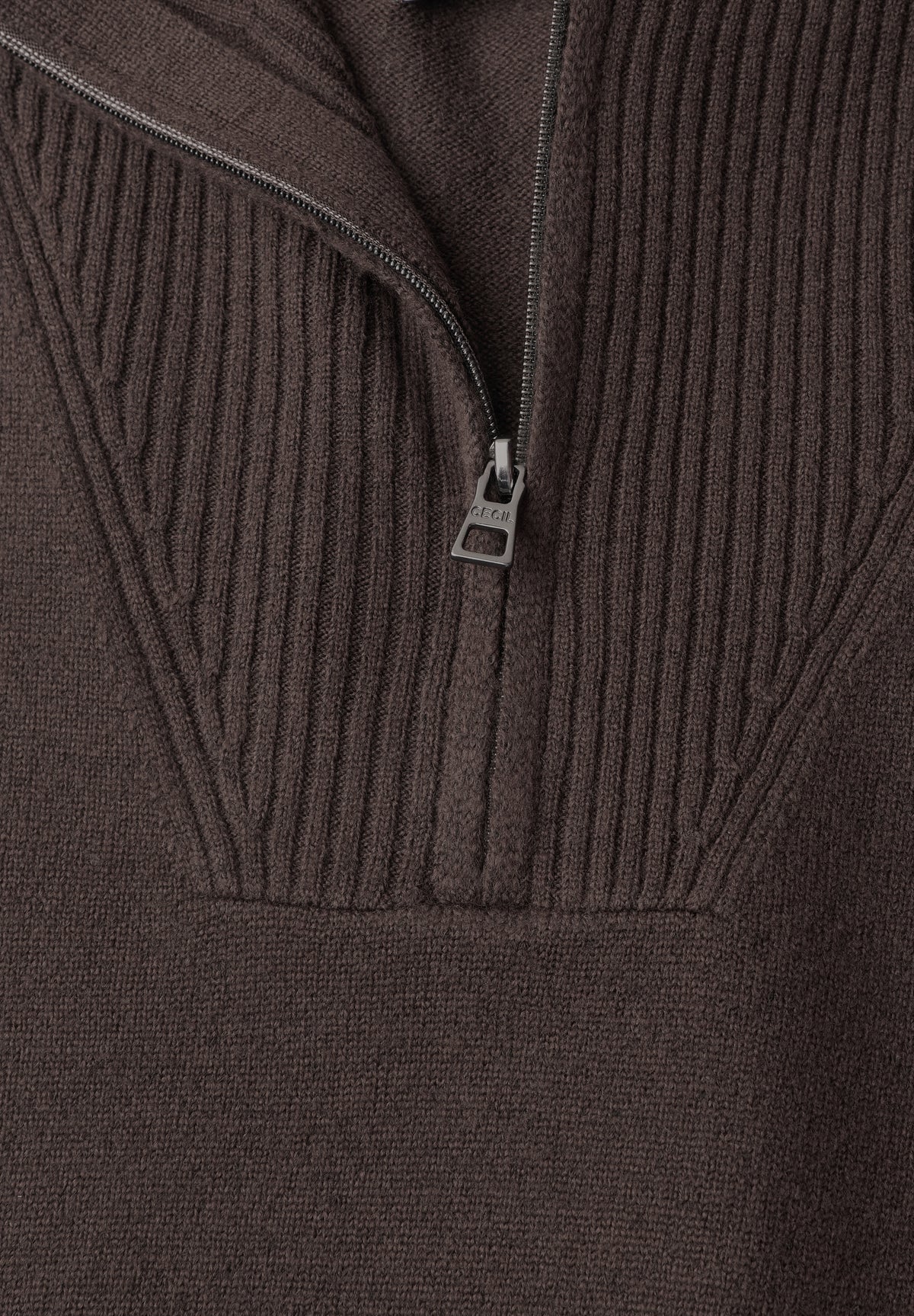 CECIL Damen Strickkleid mit Troyerkragen - Braun meliert truffle brown melange