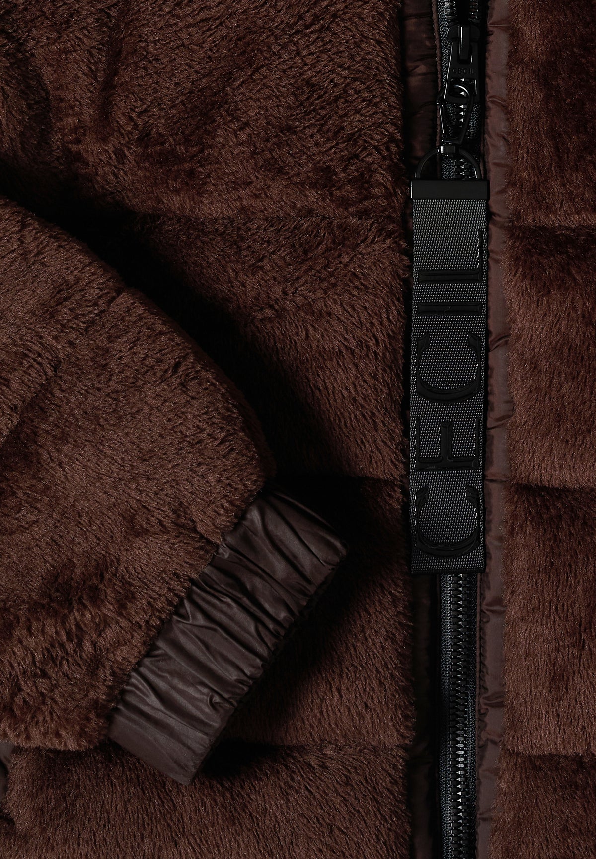 CECIL Damen Gefütterte Fake-Fur-Jacke mit Kapuze - Schokoladenbraun chocolate sauce brown