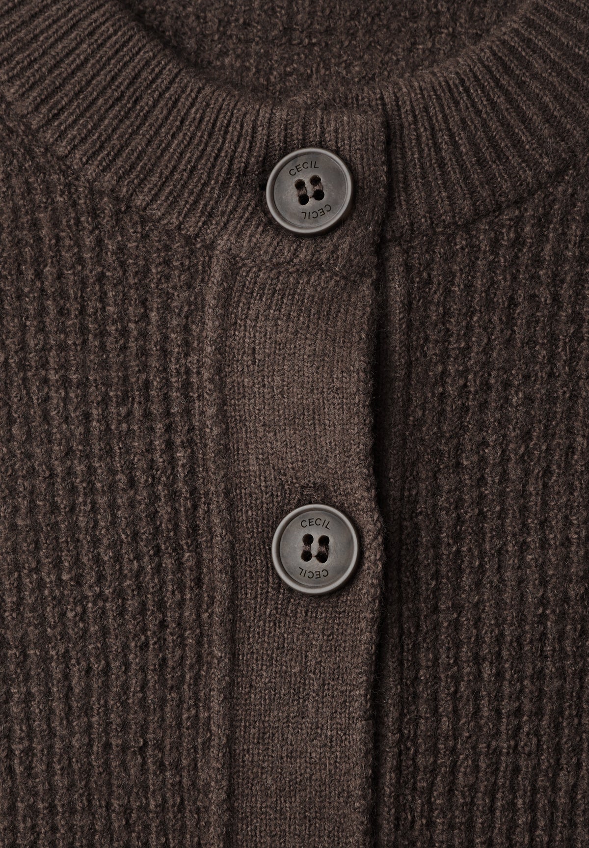 CECIL Damen Cardigan mit Rundhals und Knopfleiste - Trüffelbraun truffle brown