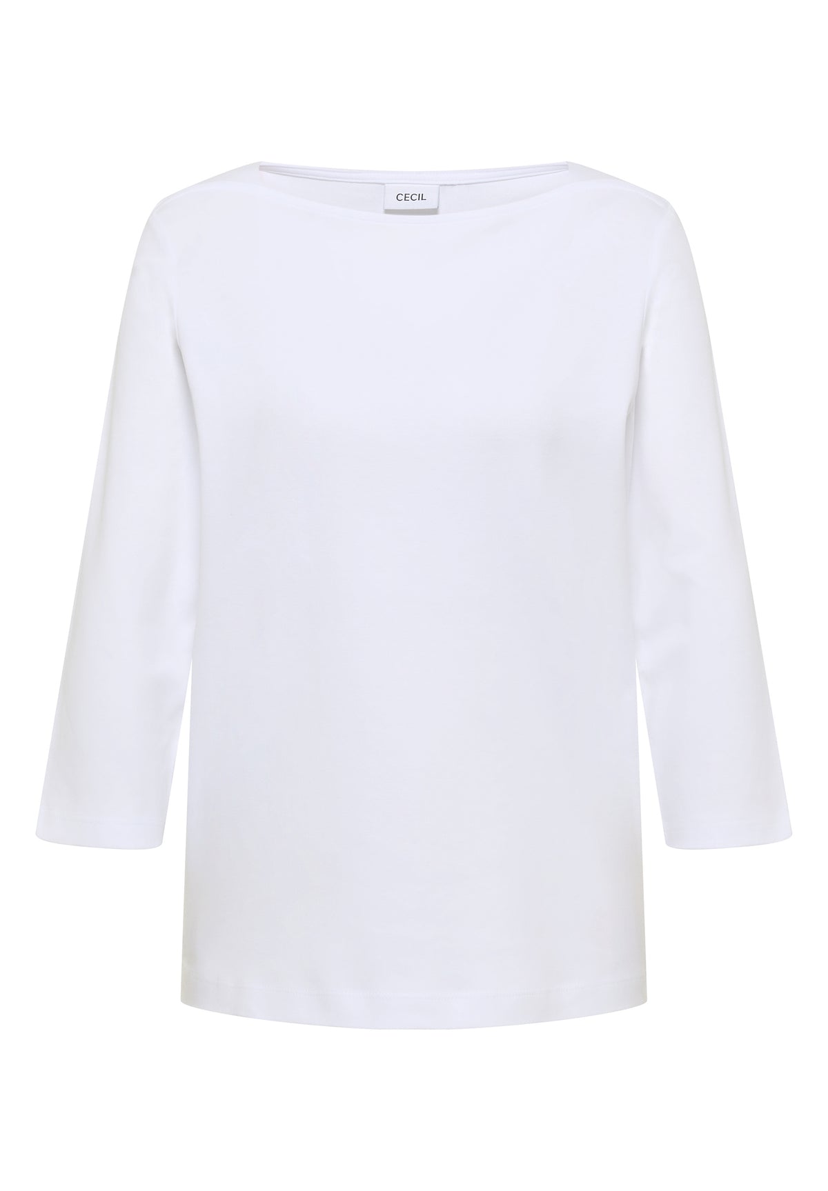 CECIL Damen Basic Shirt mit U-Boot-Ausschnitt - Weiß weiß