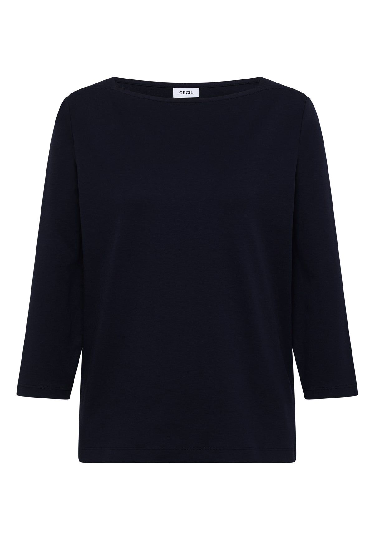 CECIL Damen Basic Shirt mit U-Boot-Ausschnitt - Dunkelblau urban dark blue